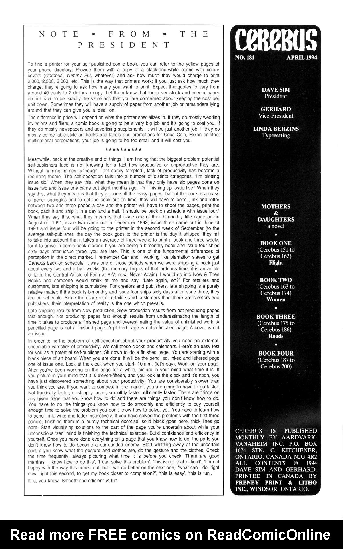 Cerebus Issue #181 #180 - English 2