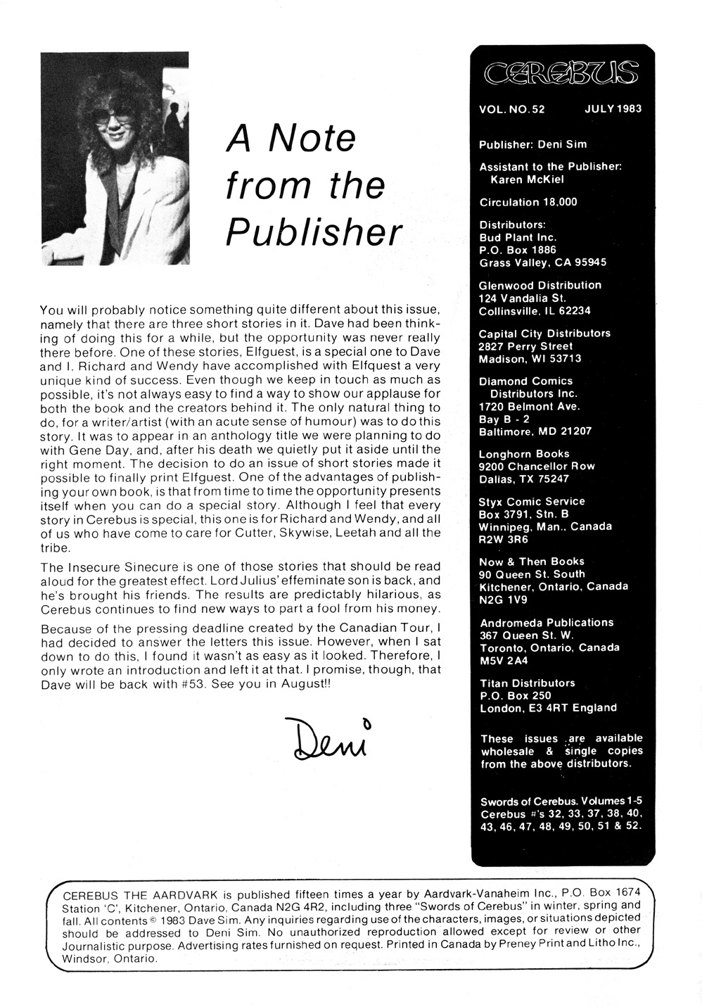 Read online Cerebus comic -  Issue #52 - 2