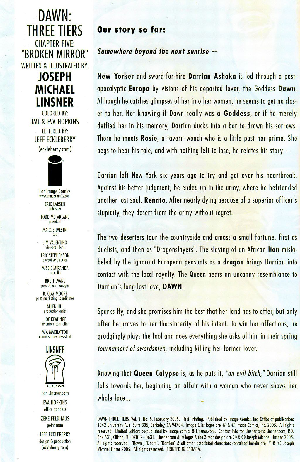 Read online Dawn: Three Tiers comic -  Issue #5 - 2