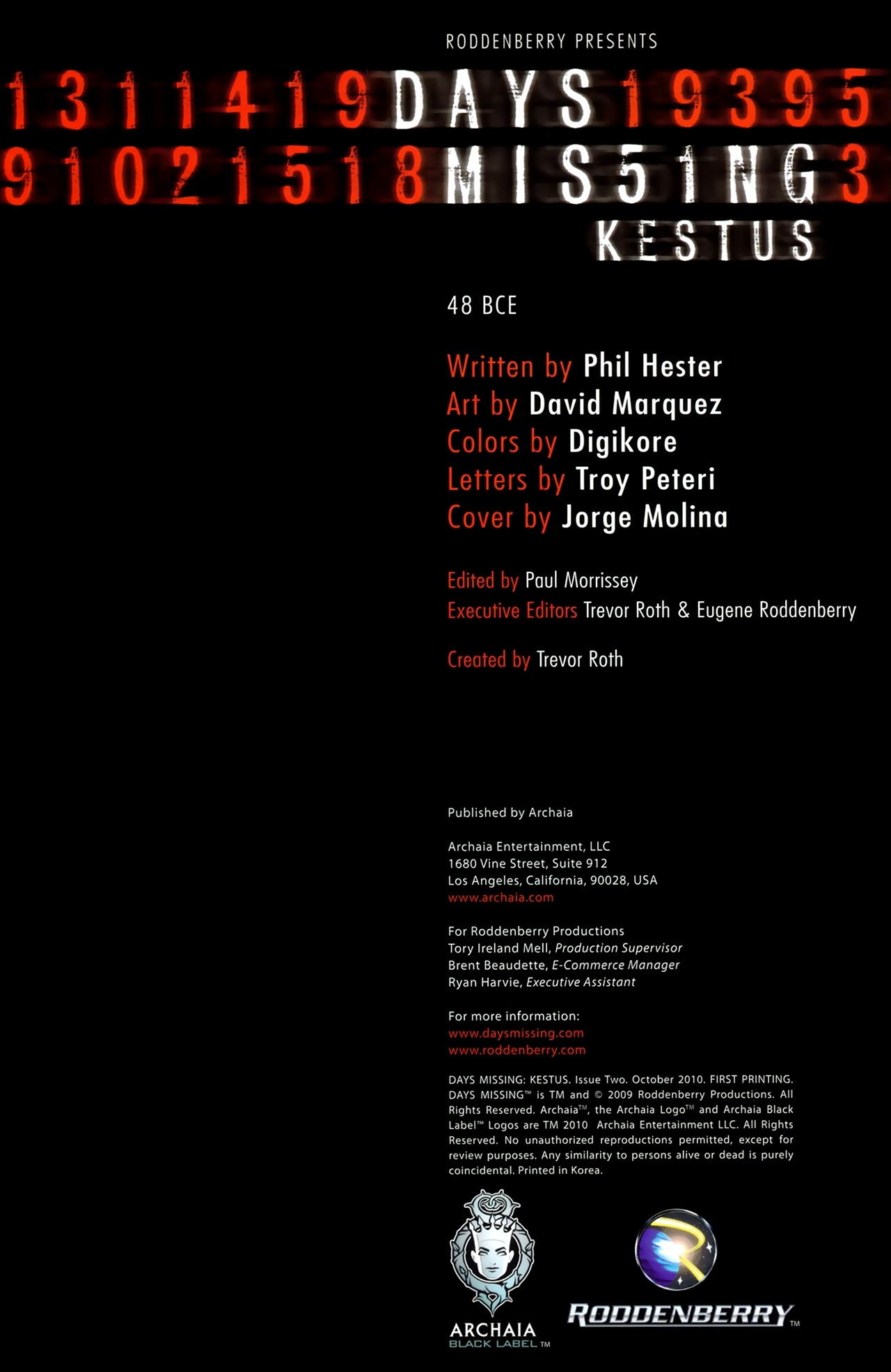 Read online Days Missing: Kestus comic -  Issue #2 - 2