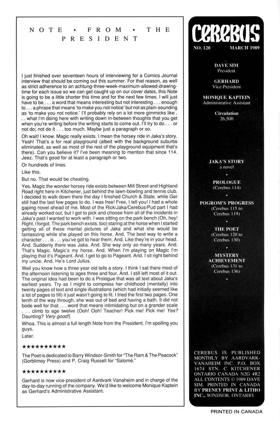Cerebus Issue #120 #119 - English 2