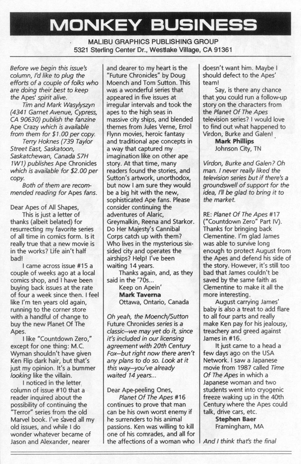 Read online Planet of the Apes (1990) comic -  Issue #22 - 30
