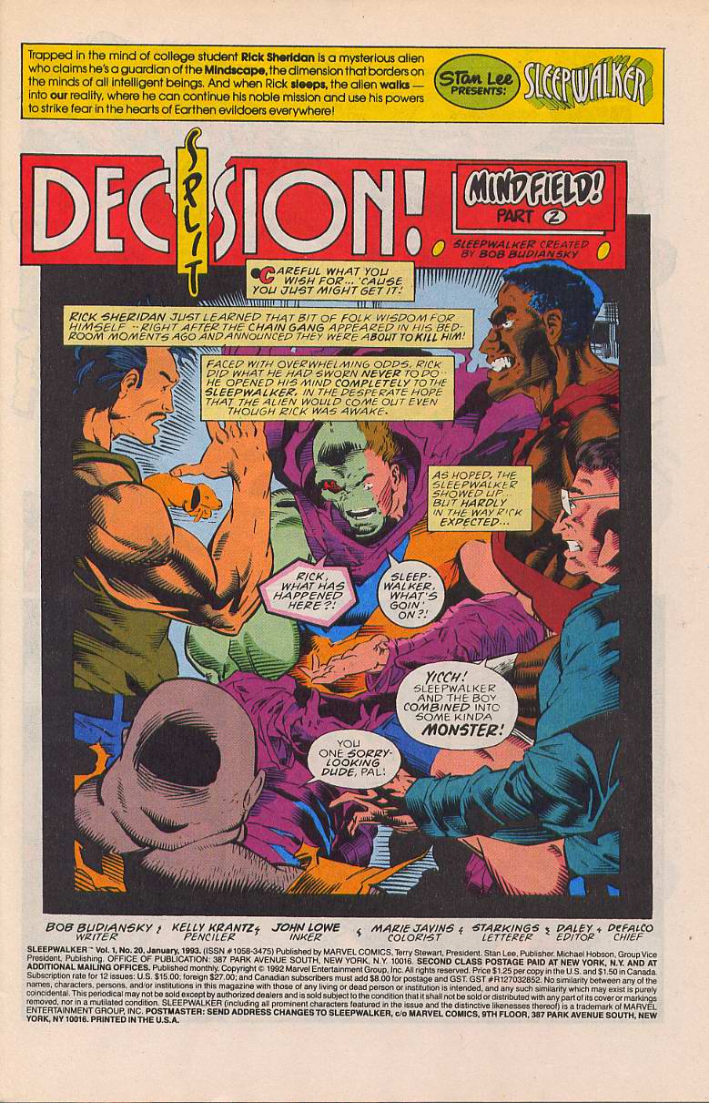 Read online Sleepwalker comic -  Issue #20 - 2