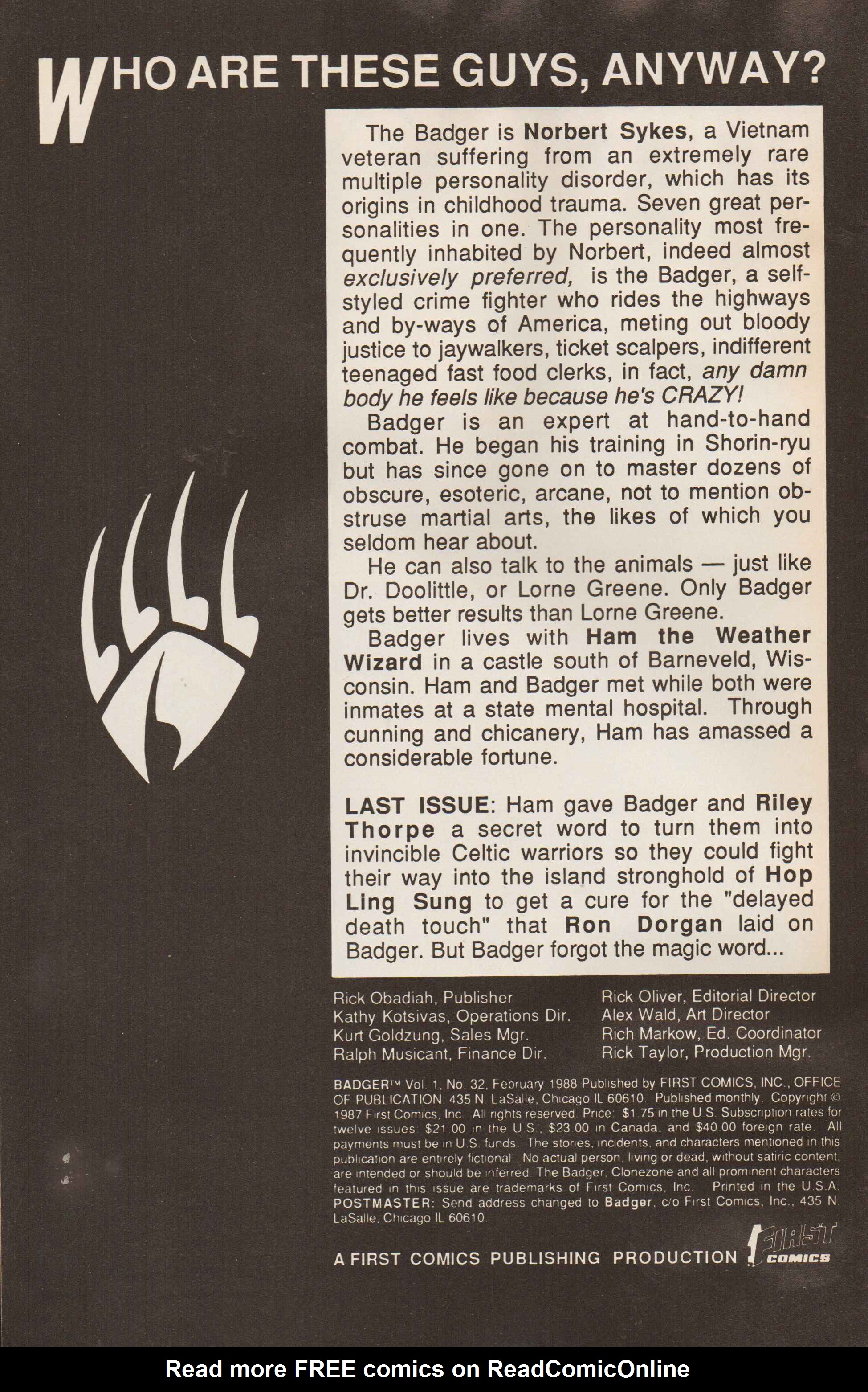 Read online The Badger comic -  Issue #32 - 2