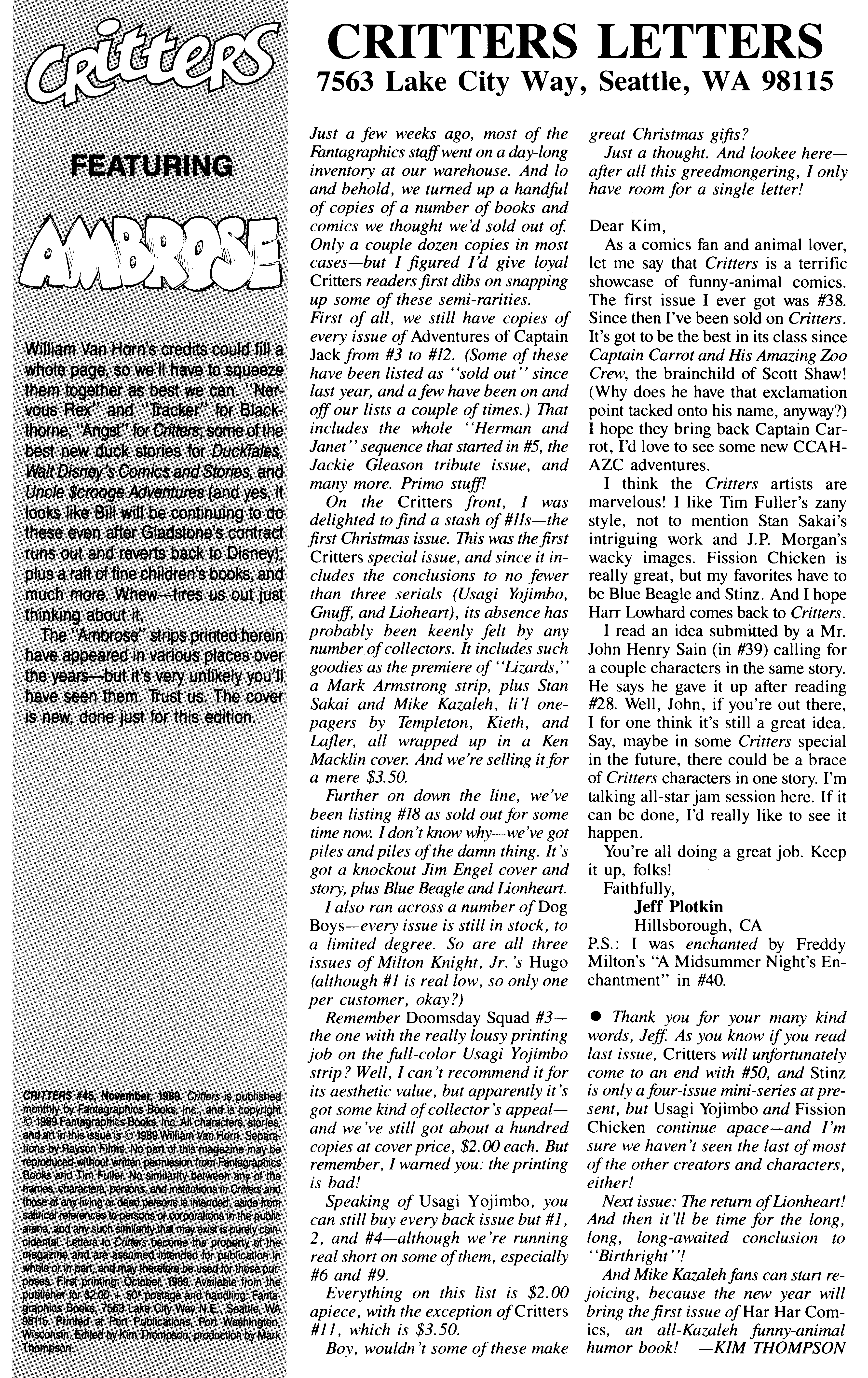 Read online Critters comic -  Issue #45 - 2