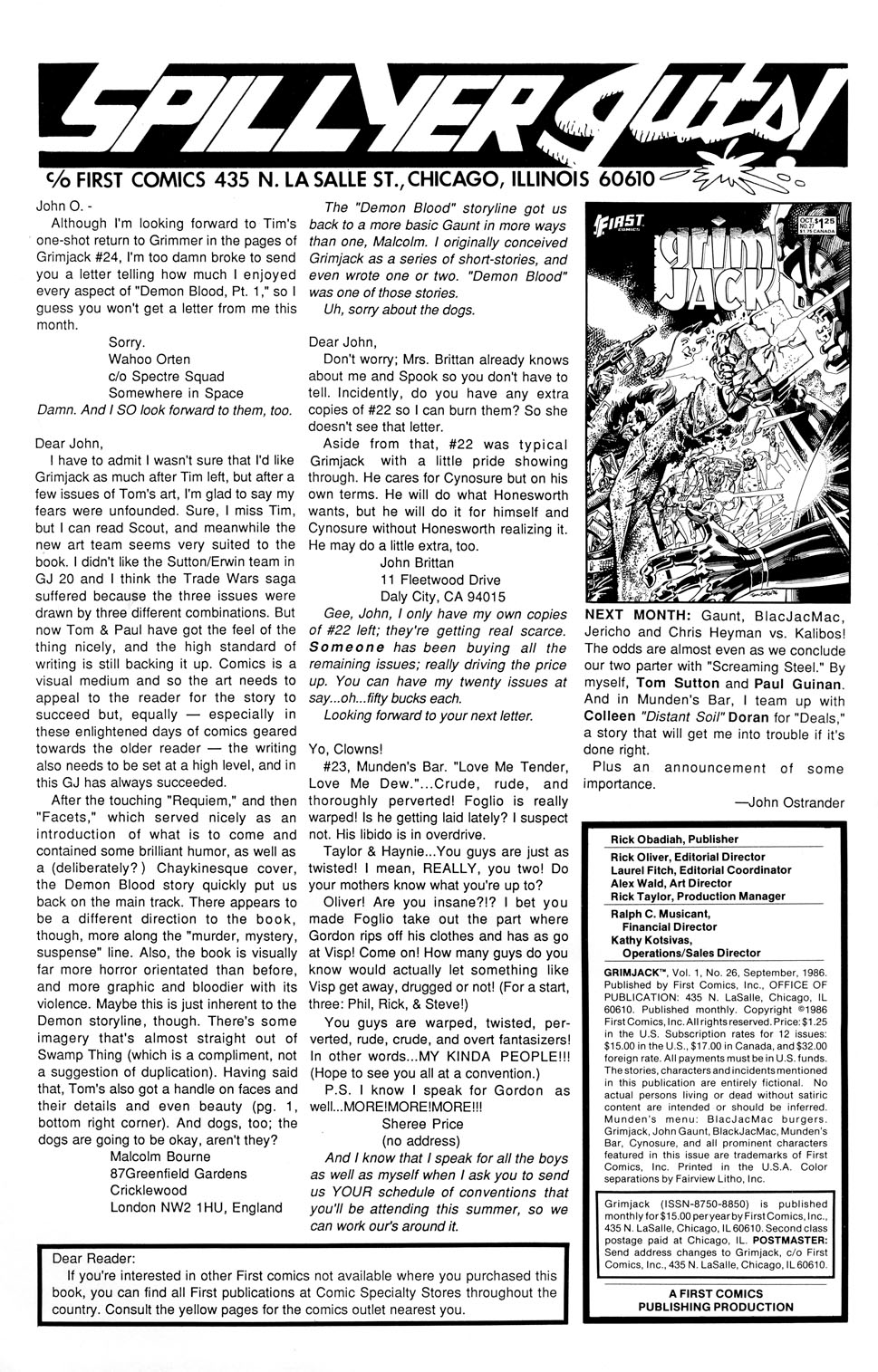 Read online Grimjack comic -  Issue #26 - 2