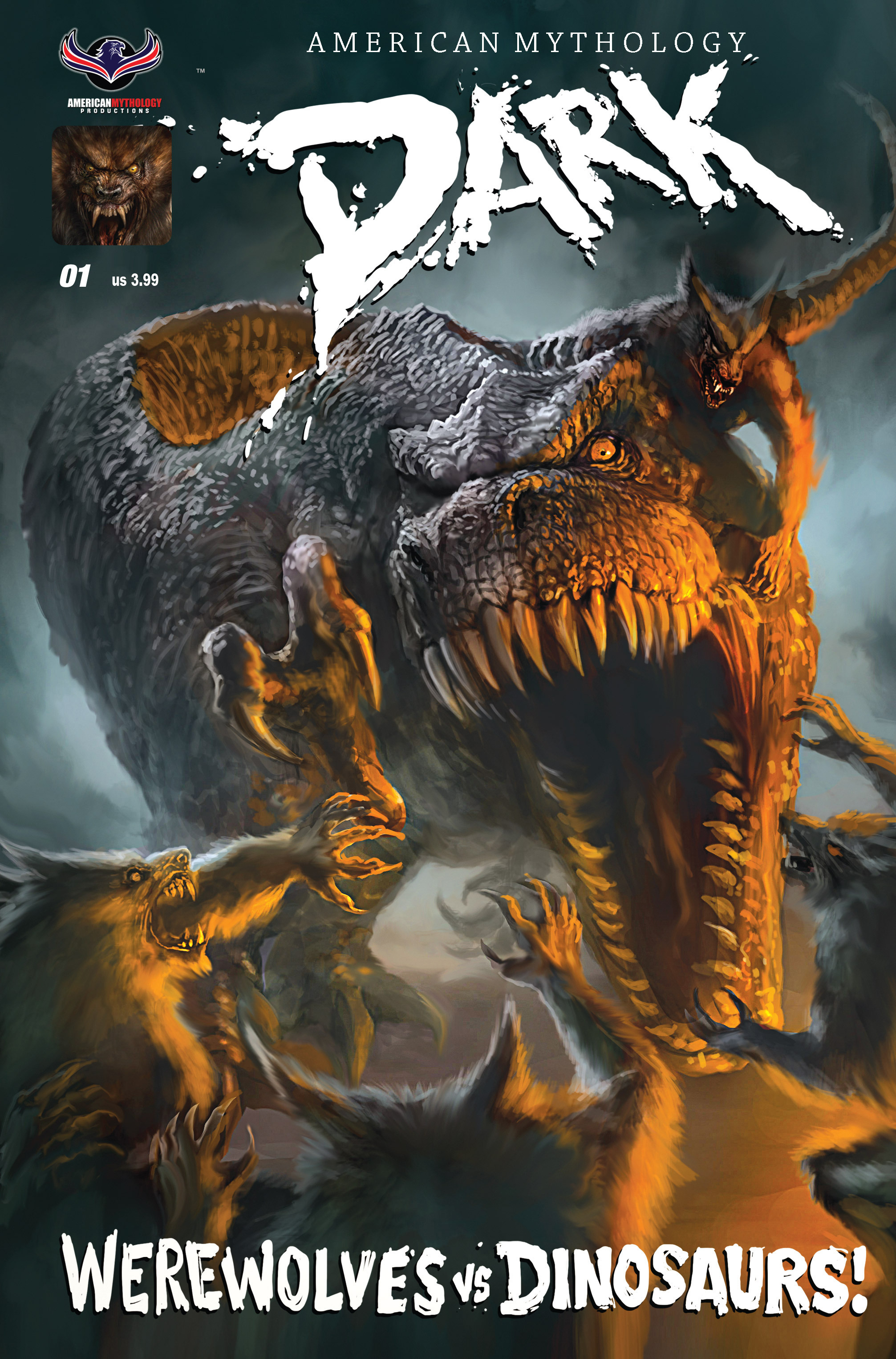 Read online American Mythology Dark: Werewolves vs Dinosaurs comic -  Issue # Full - 1