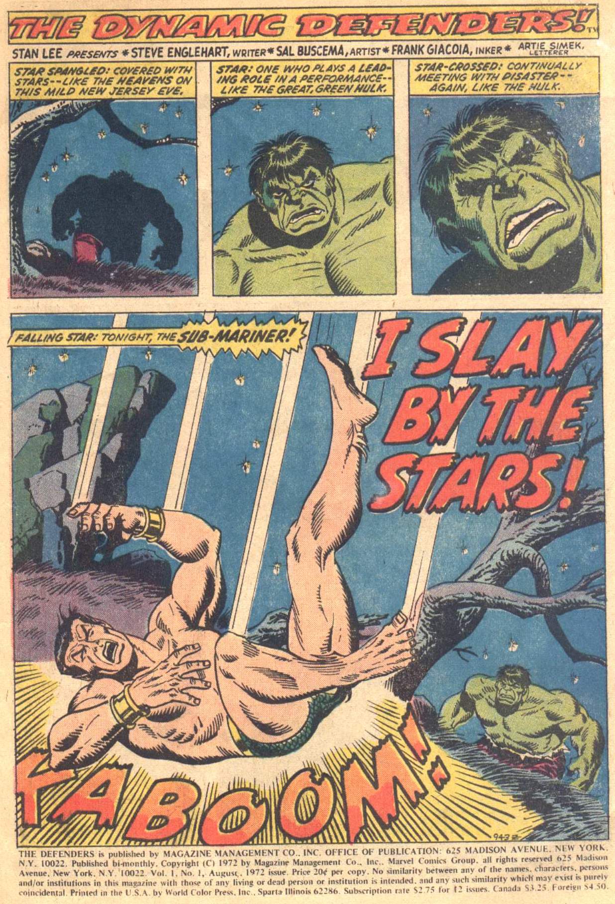 Read online The Defenders (1972) comic -  Issue #1 - 2