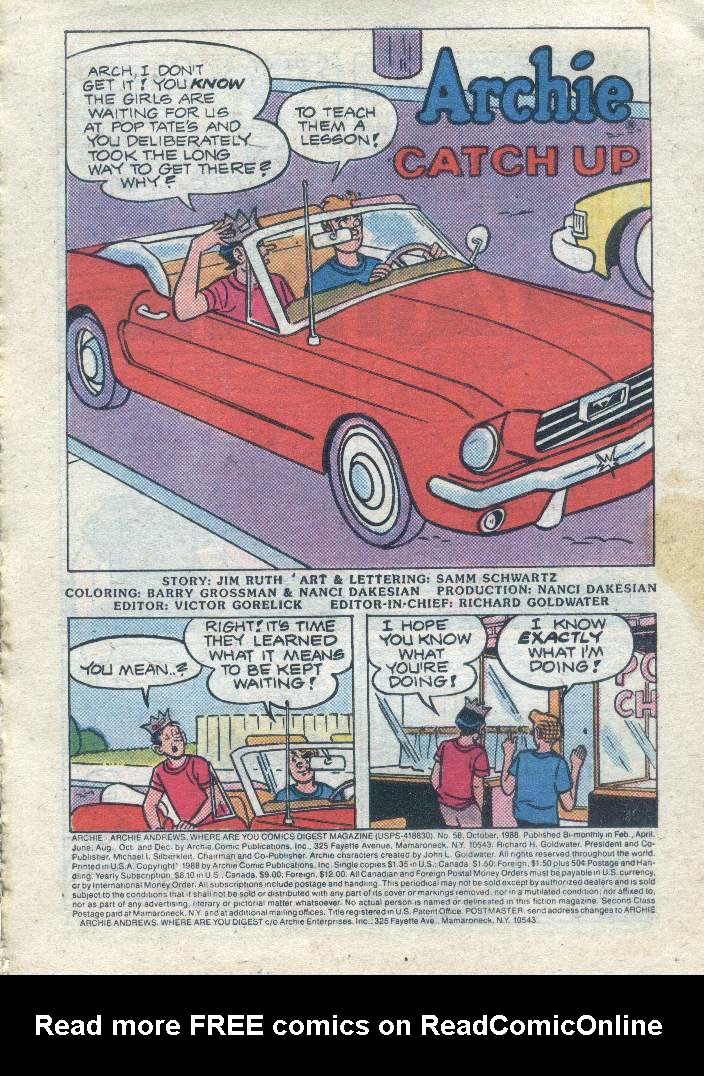Read online Archie...Archie Andrews, Where Are You? Digest Magazine comic -  Issue #58 - 2