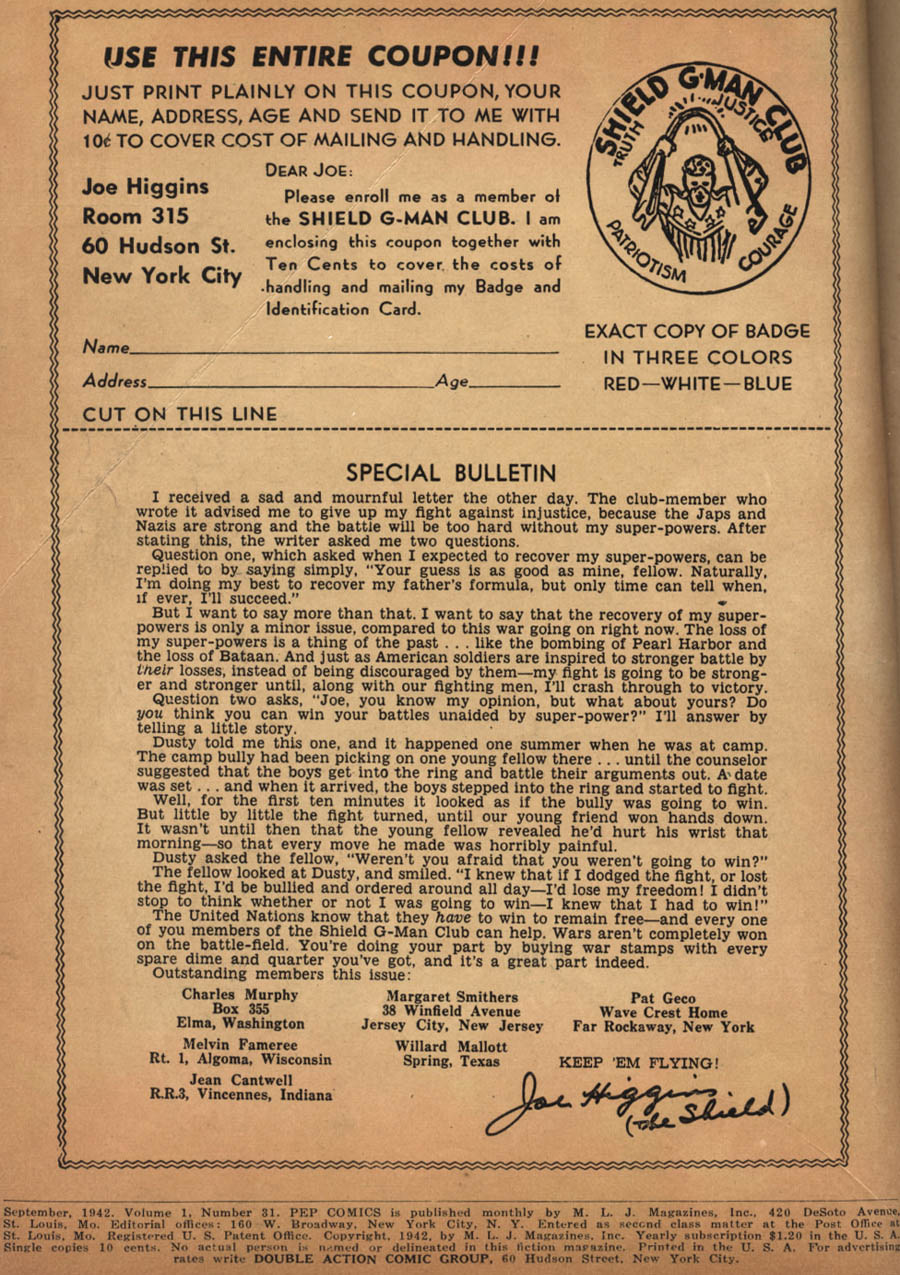 Read online Pep Comics comic -  Issue #31 - 2