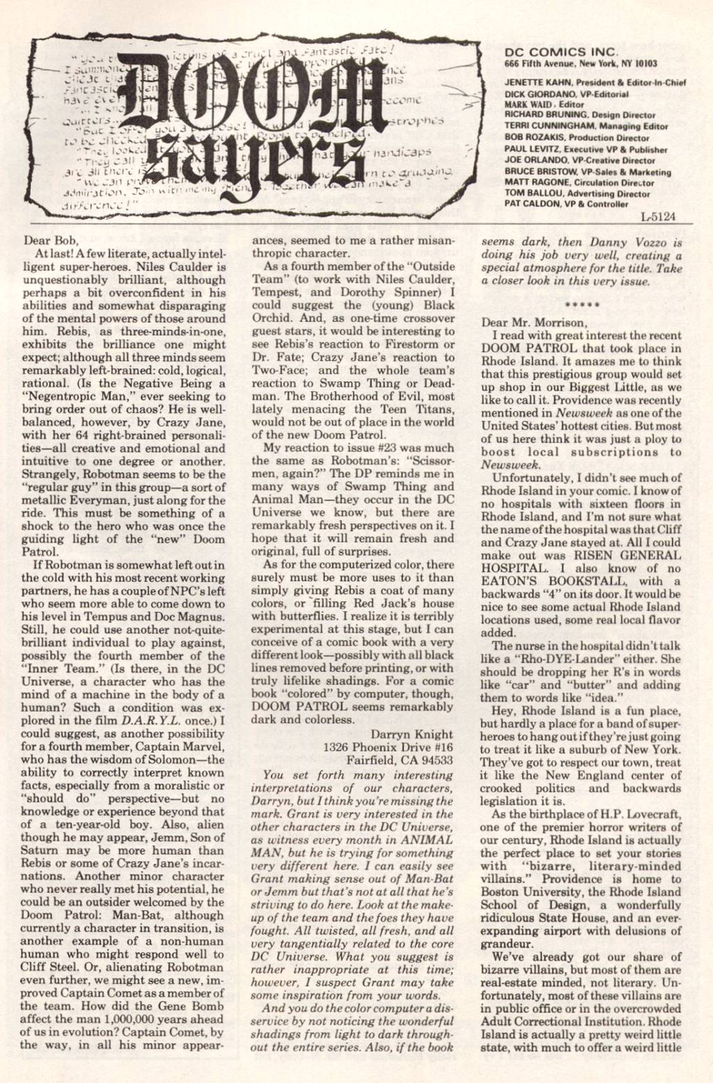 Read online Doom Patrol (1987) comic -  Issue #27 - 26