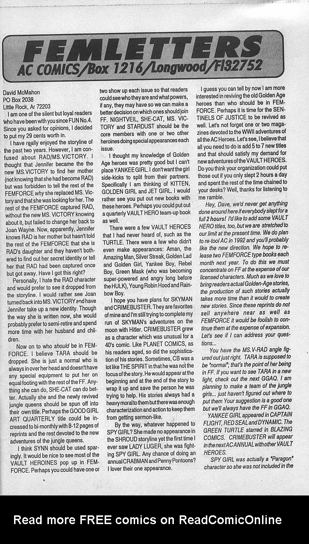 Read online Femforce comic -  Issue #39 - 41