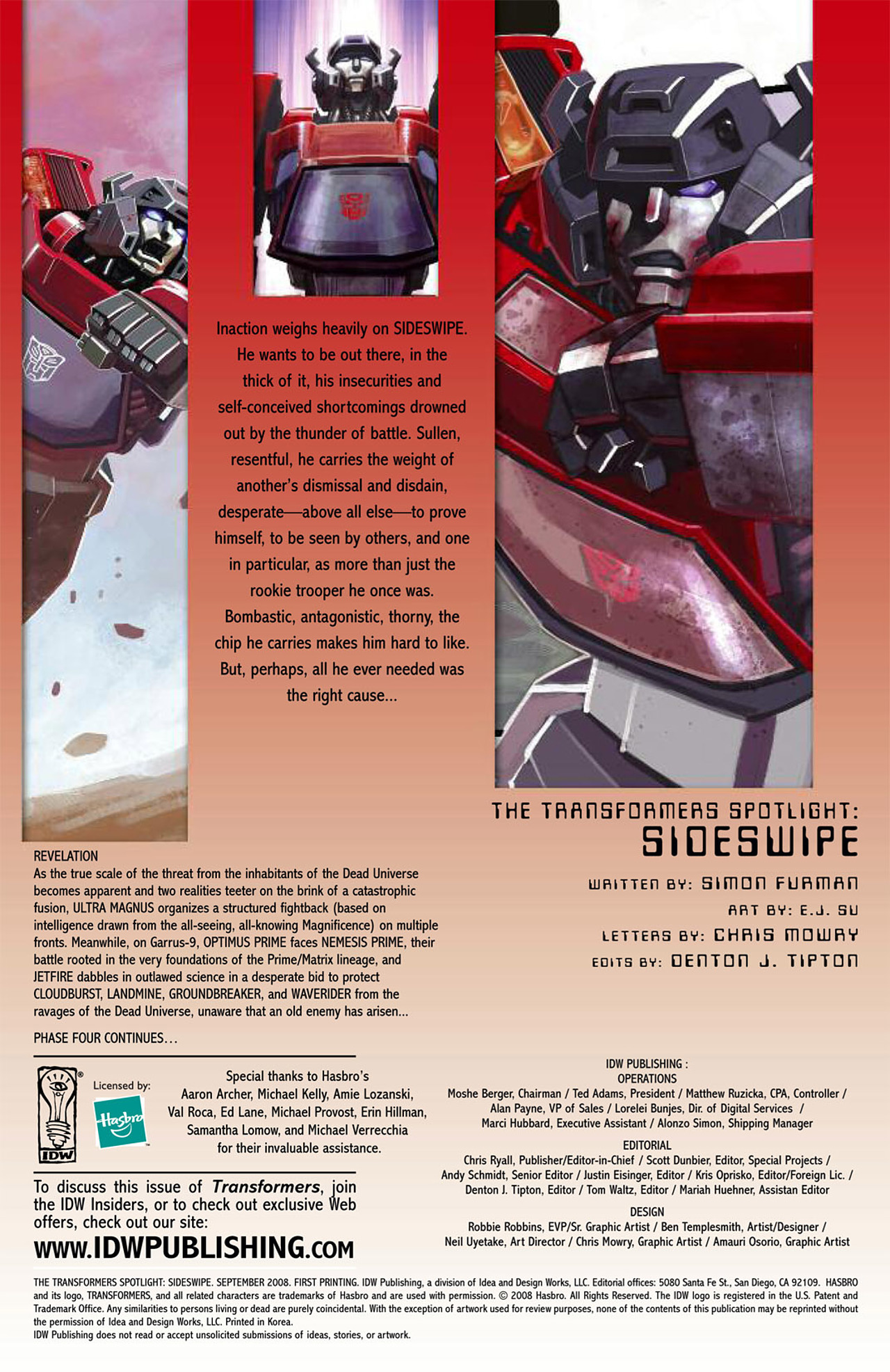 Read online Transformers Spotlight: Sideswipe comic -  Issue # Full - 4