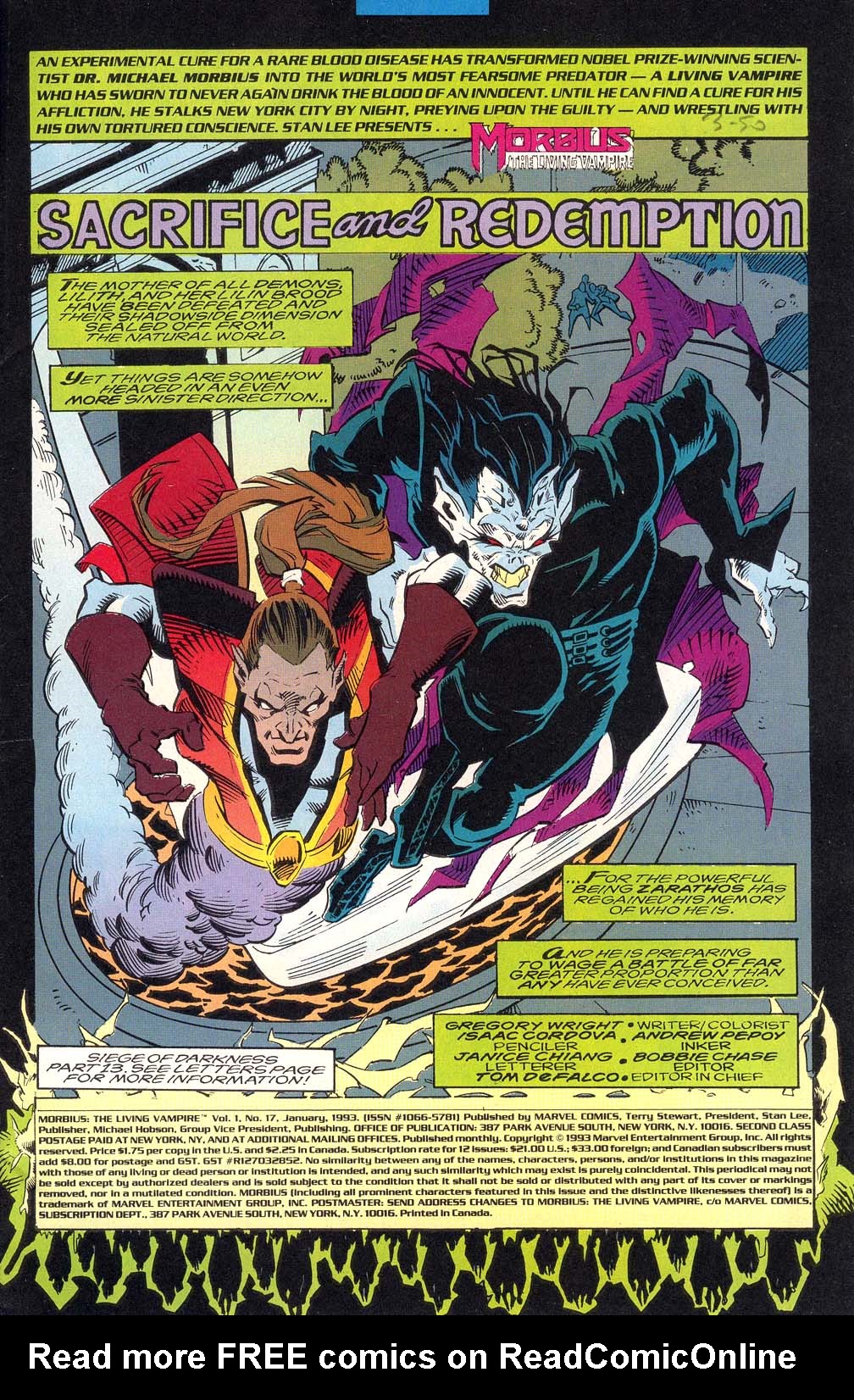 Read online Morbius: The Living Vampire (1992) comic -  Issue #17 - 2