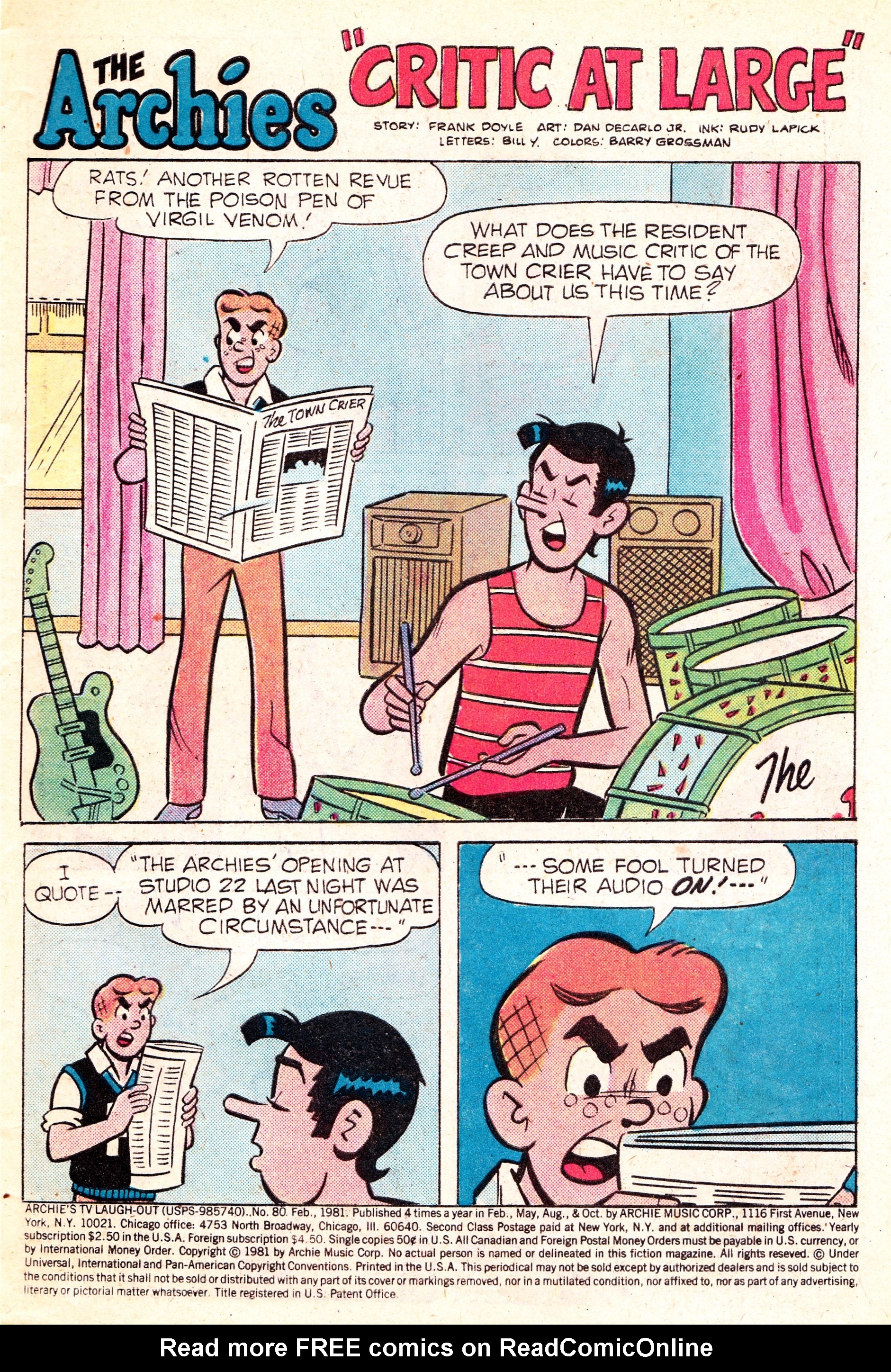 Read online Archie's TV Laugh-Out comic -  Issue #80 - 3