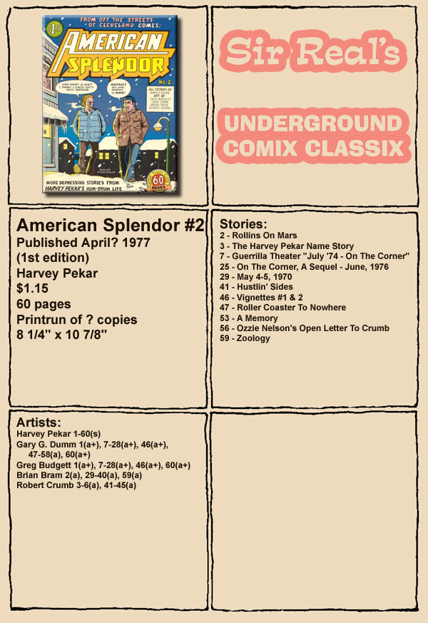Read online American Splendor (1976) comic -  Issue #2 - 1