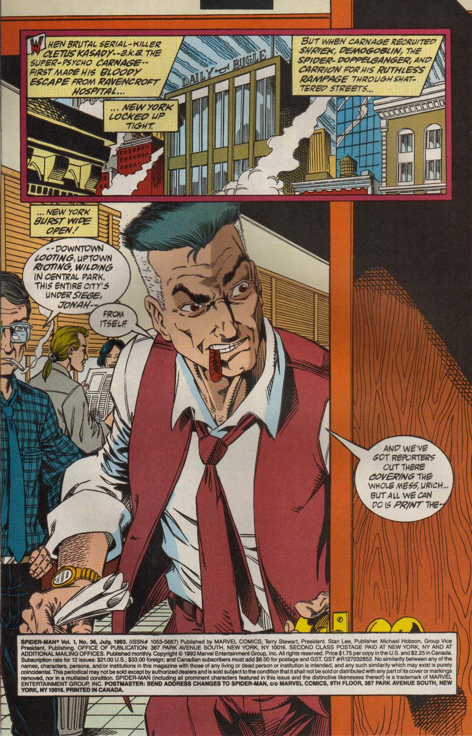 Read online Spider-Man (1990) comic -  Issue #36 - Hate Is In The Air - 2