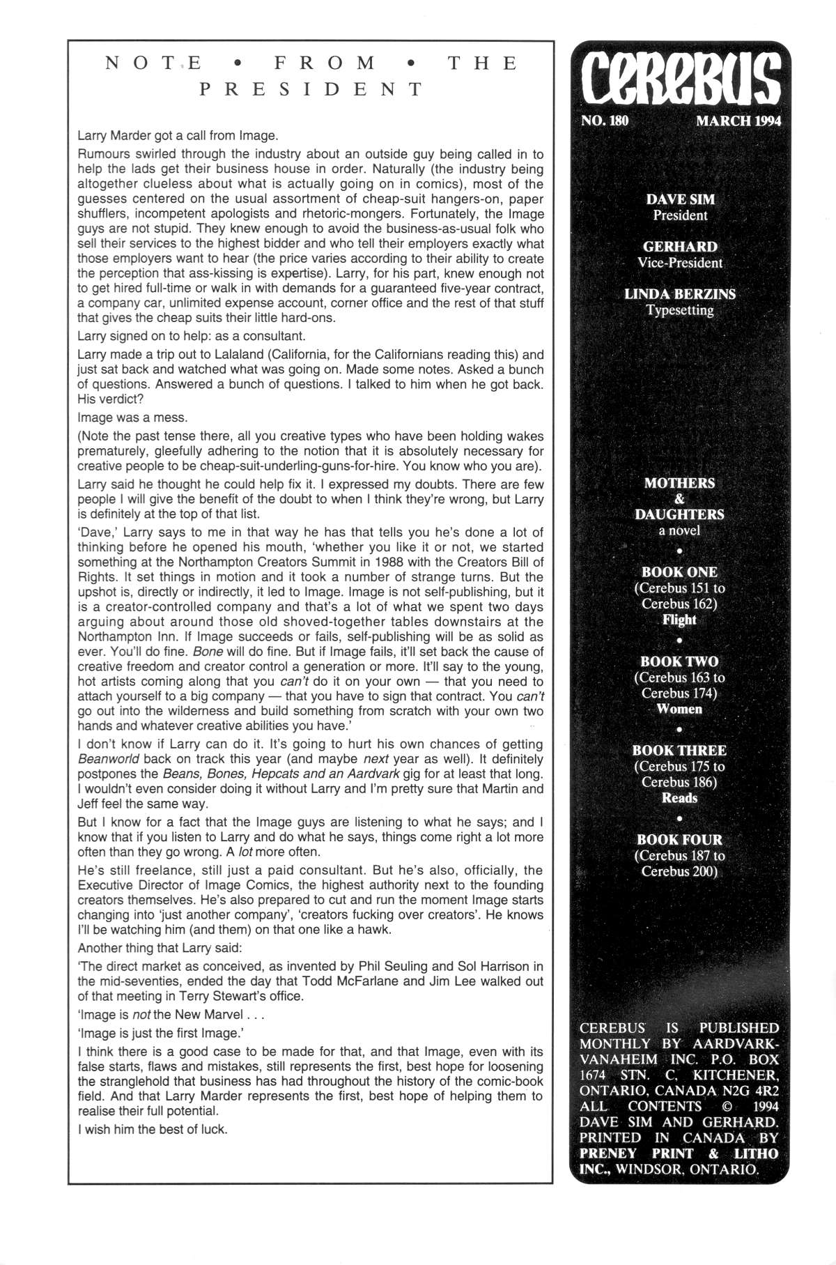 Cerebus Issue #180 #179 - English 2