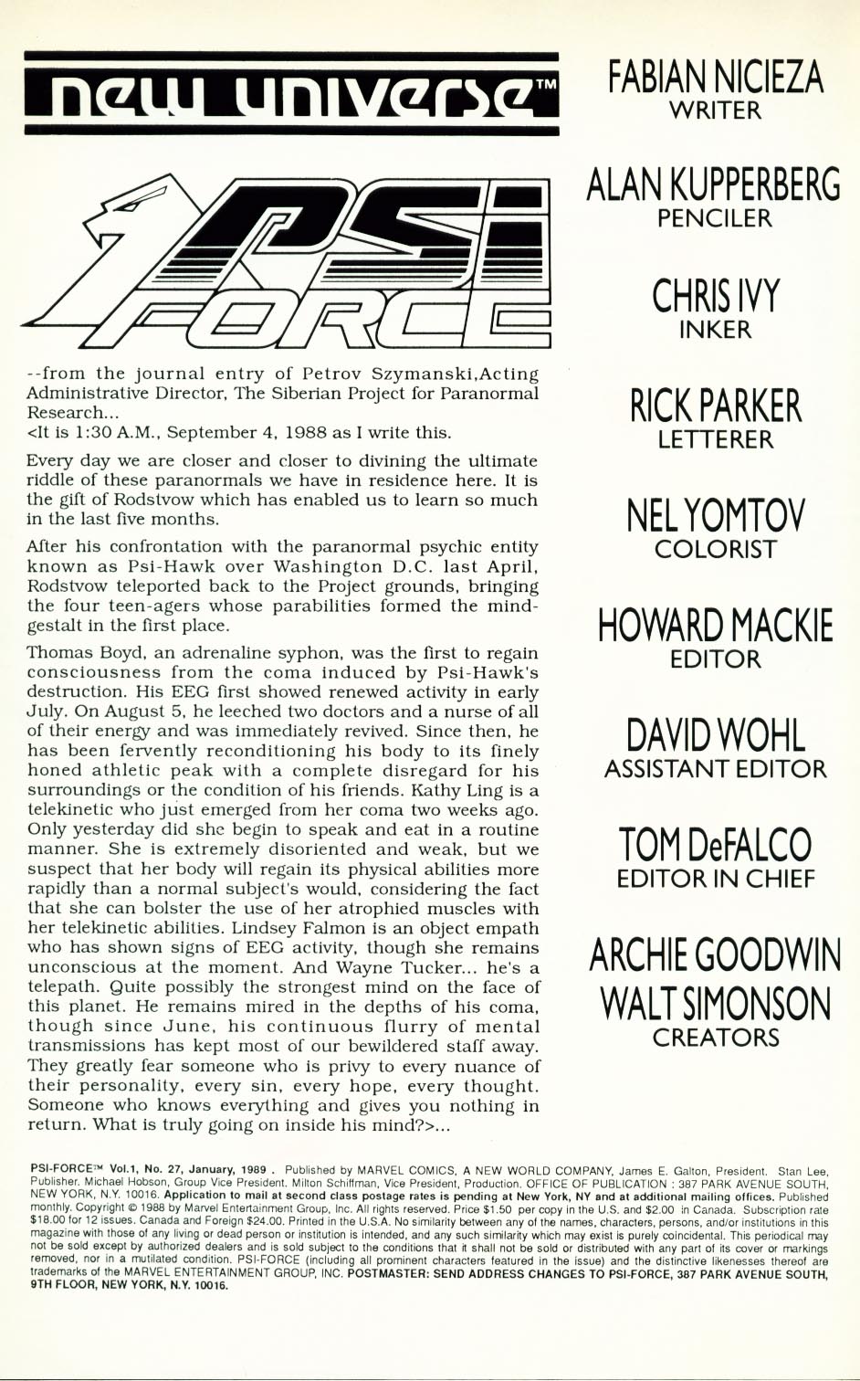 Read online Psi-Force comic -  Issue #27 - 2