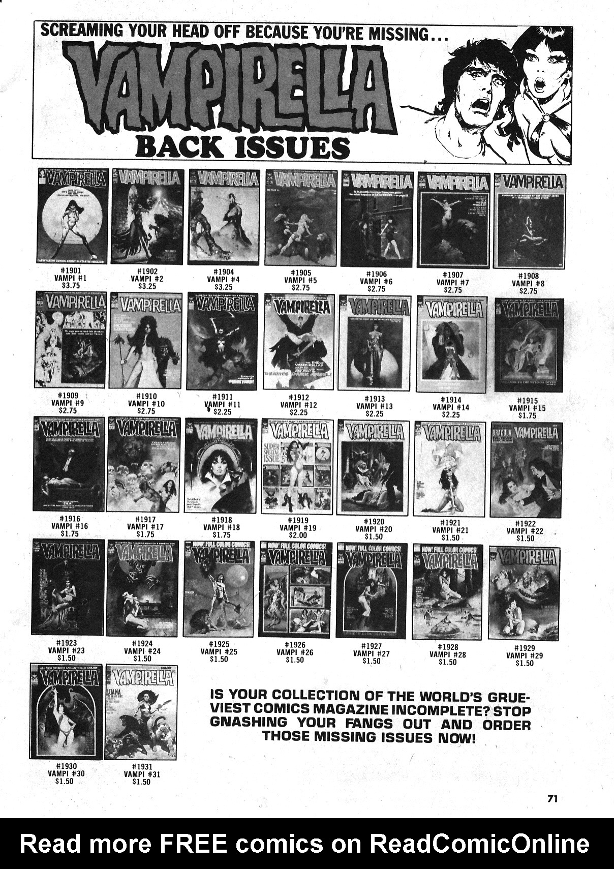 Read online Vampirella (1969) comic -  Issue #31 - 71