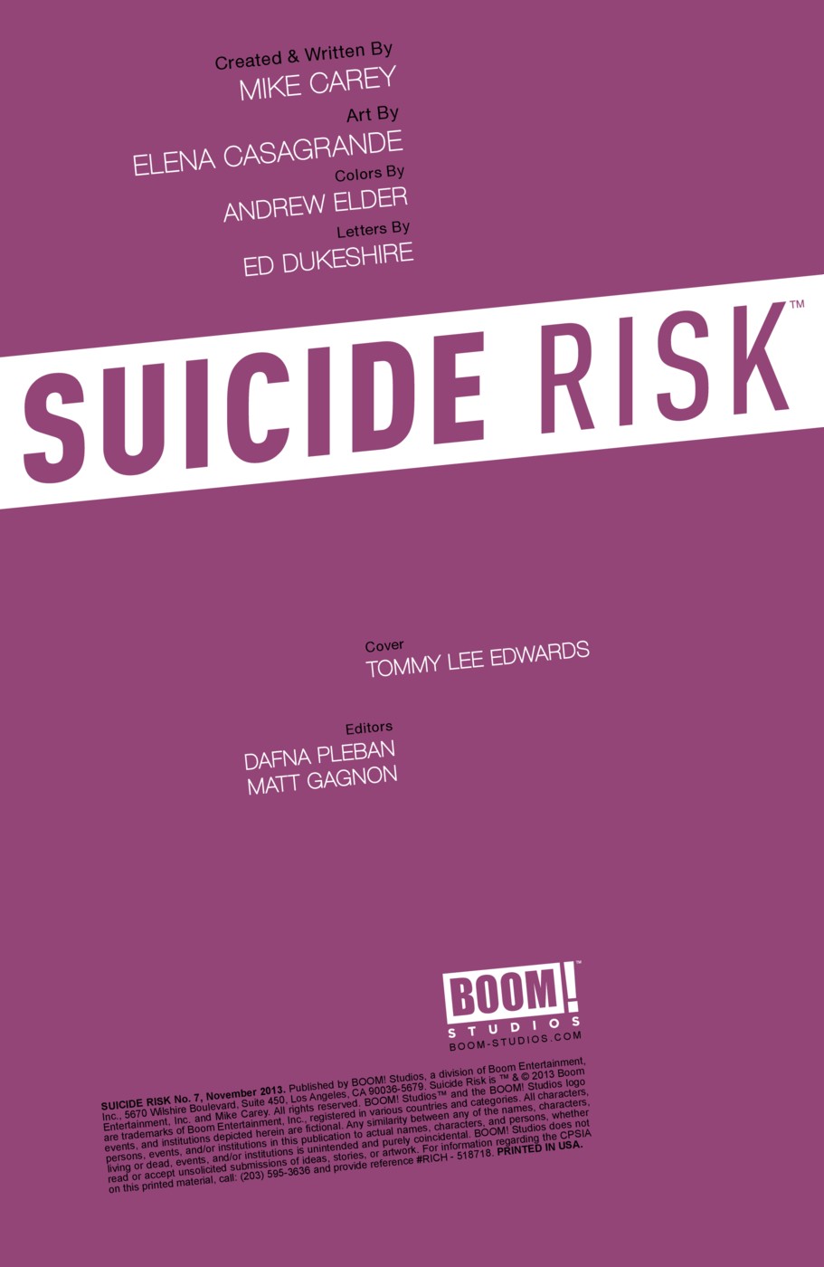 Read online Suicide Risk comic -  Issue #7 - 2