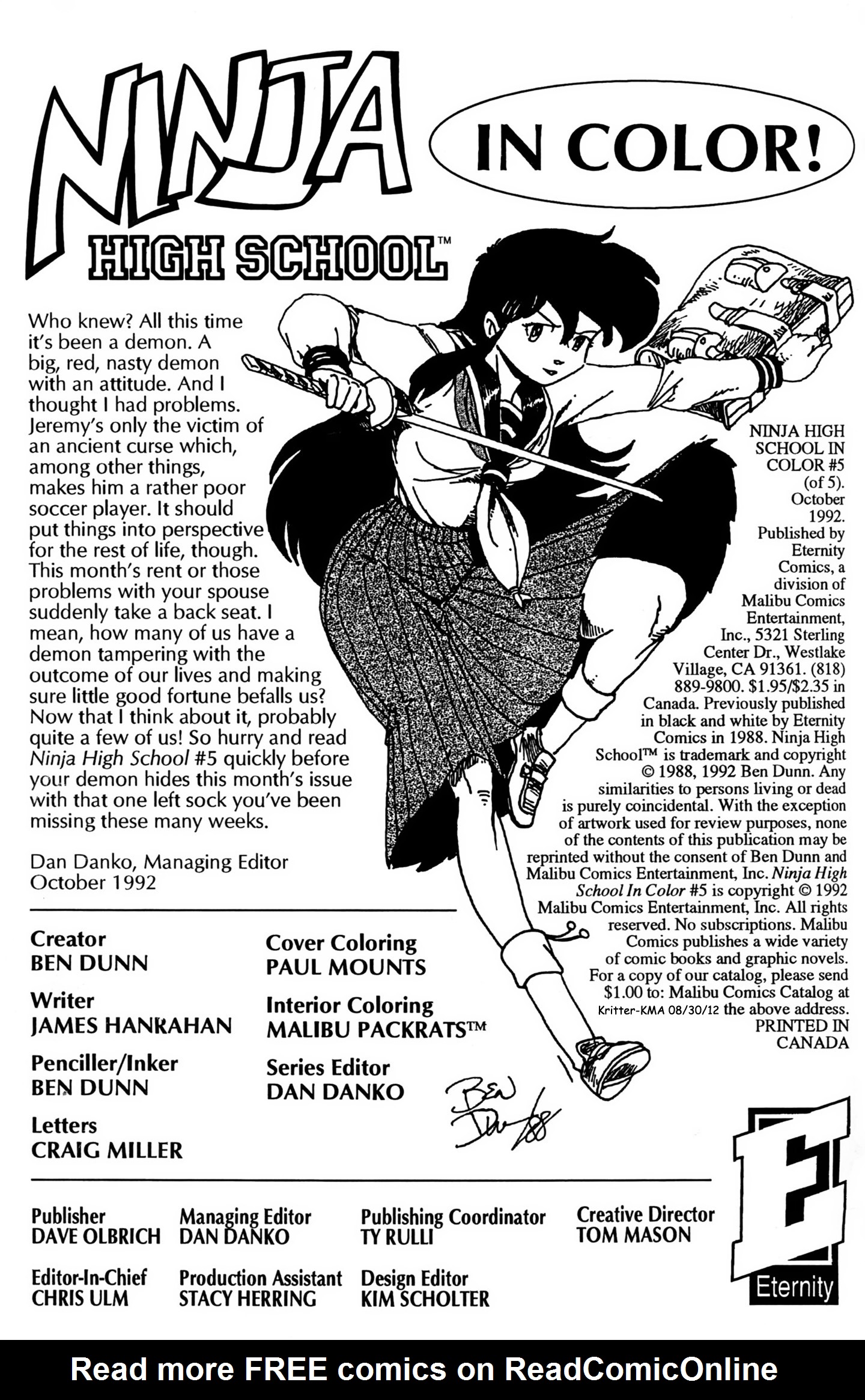Read online Ninja High School In Color comic -  Issue #5 - 2