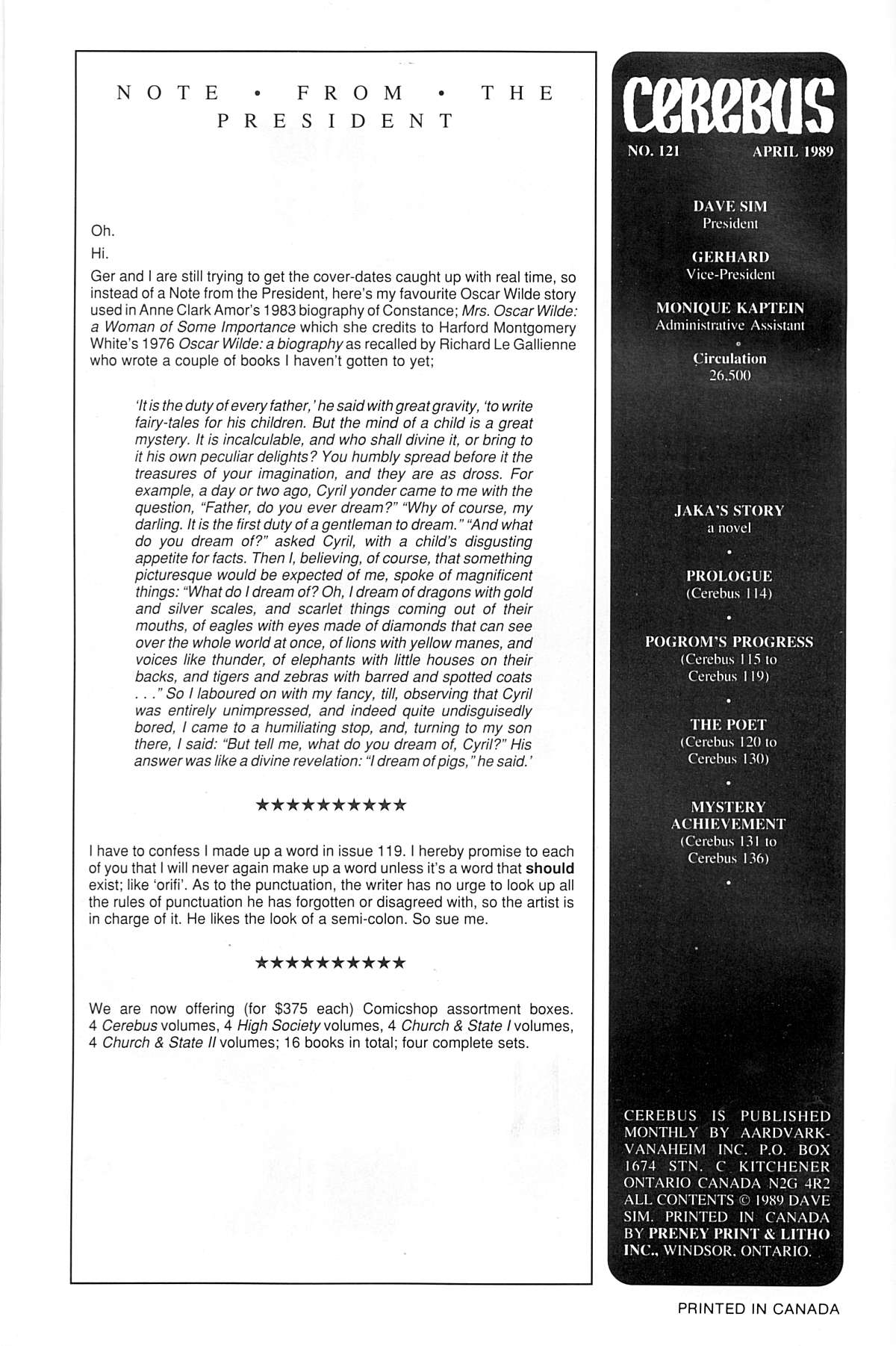 Read online Cerebus comic -  Issue #121 - 2