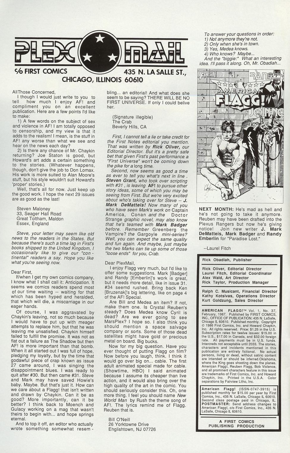 Read online American Flagg! comic -  Issue #37 - 2