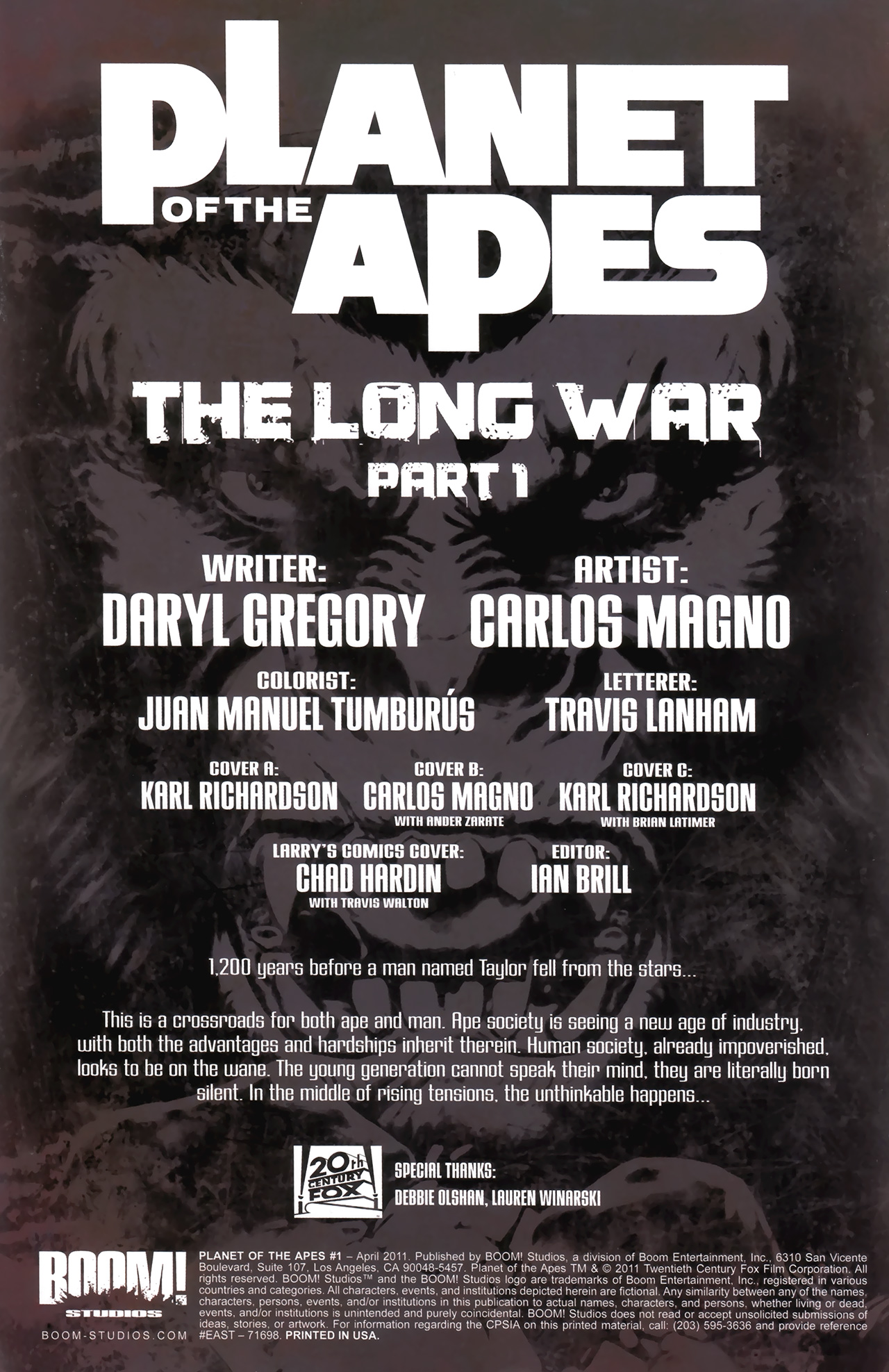Read online Planet of the Apes (2011) comic -  Issue #1 - 3