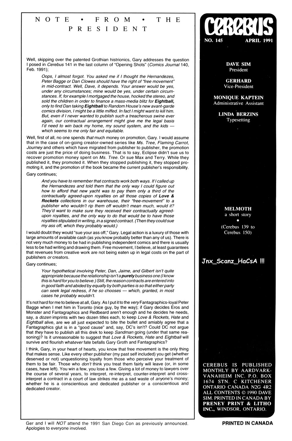 Cerebus Issue #145 #144 - English 2