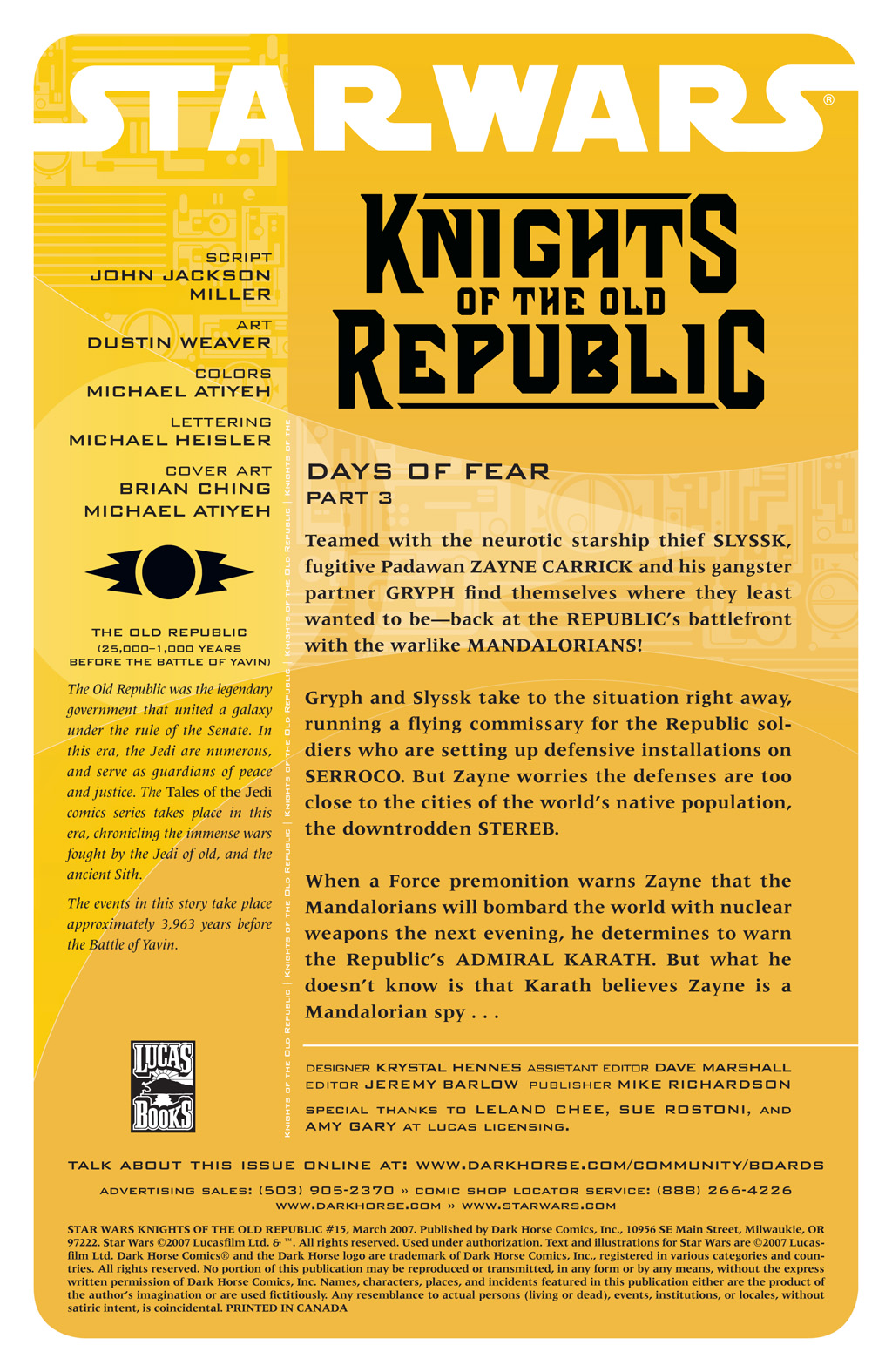 Read online Star Wars: Knights Of The Old Republic comic -  Issue #15 - 2