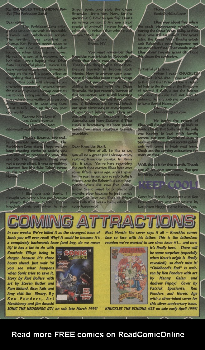 Read online Knuckles the Echidna comic -  Issue #24 - 30
