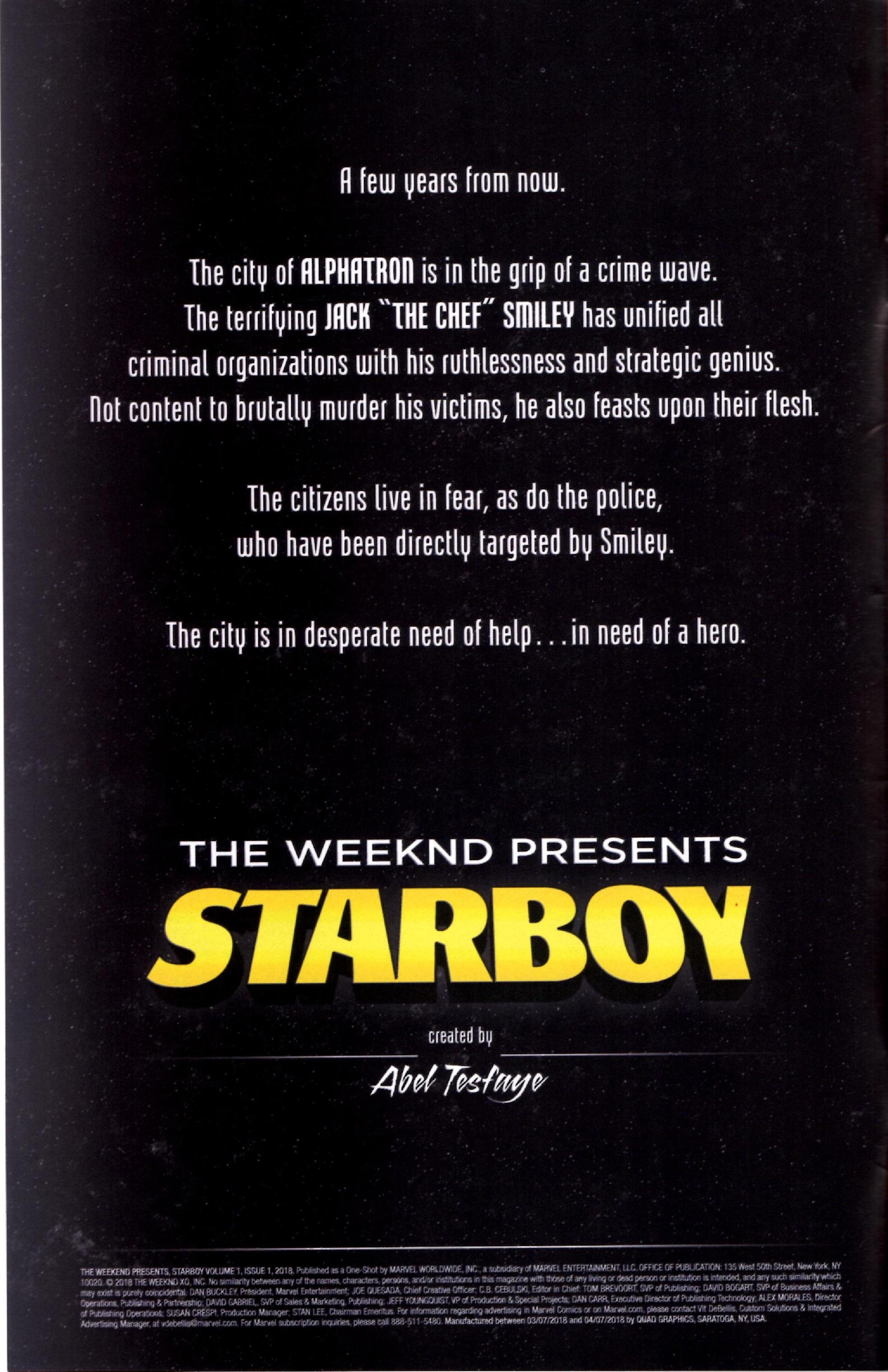 Read online The Weeknd Presents: Starboy comic -  Issue #1 - 2