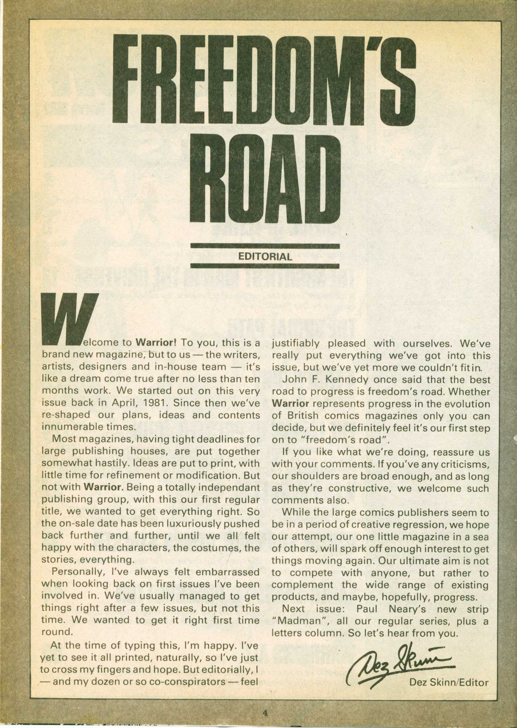 Read online Warrior comic -  Issue #1 - 4