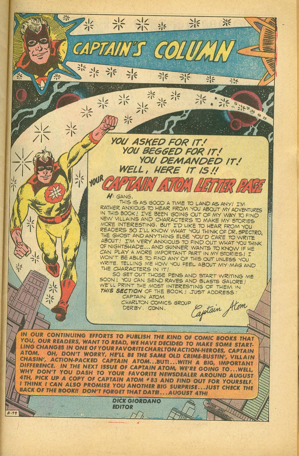 Read online Captain Atom (1965) comic -  Issue #82 - 31