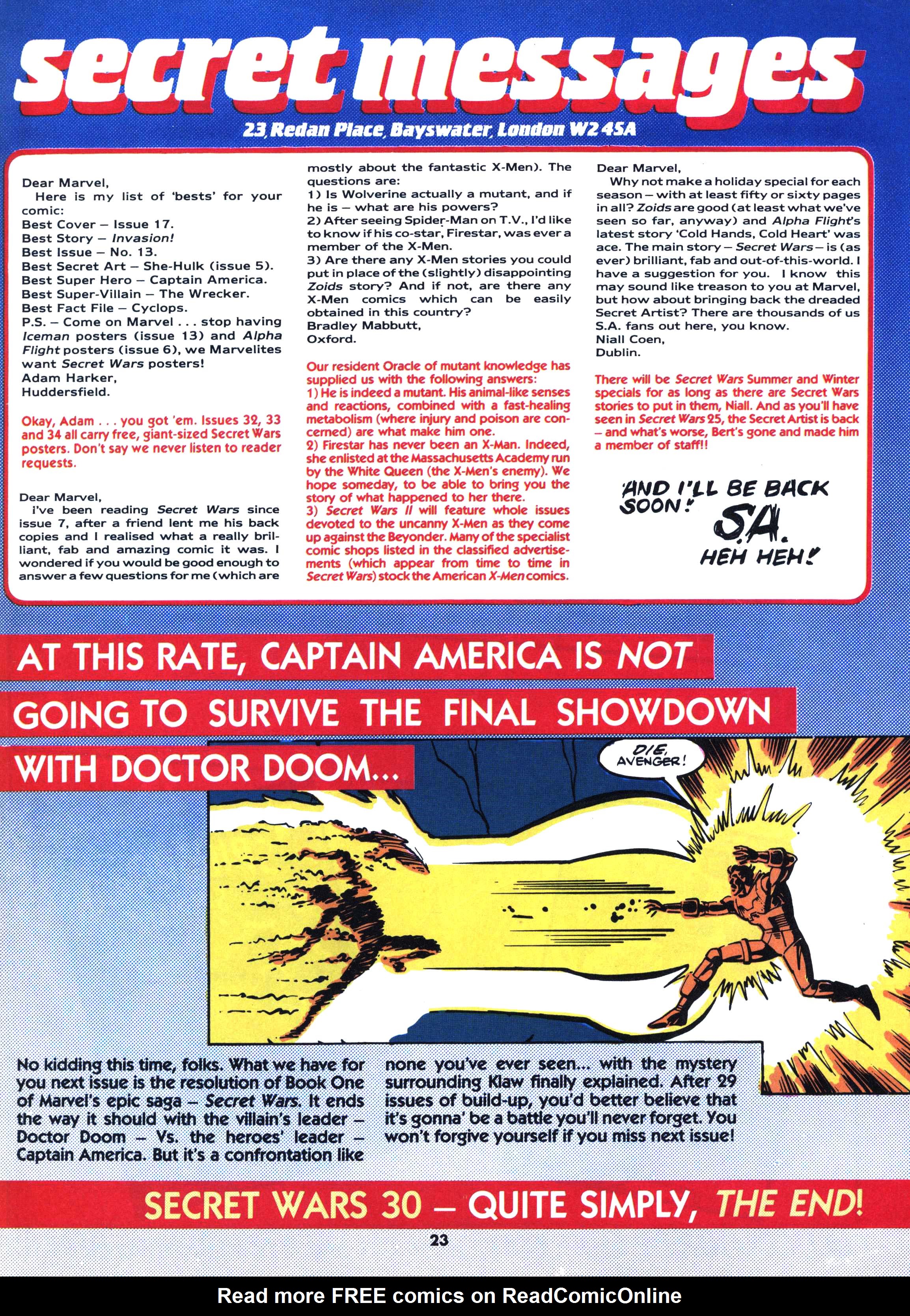Read online Secret Wars (1985) comic -  Issue #29 - 22