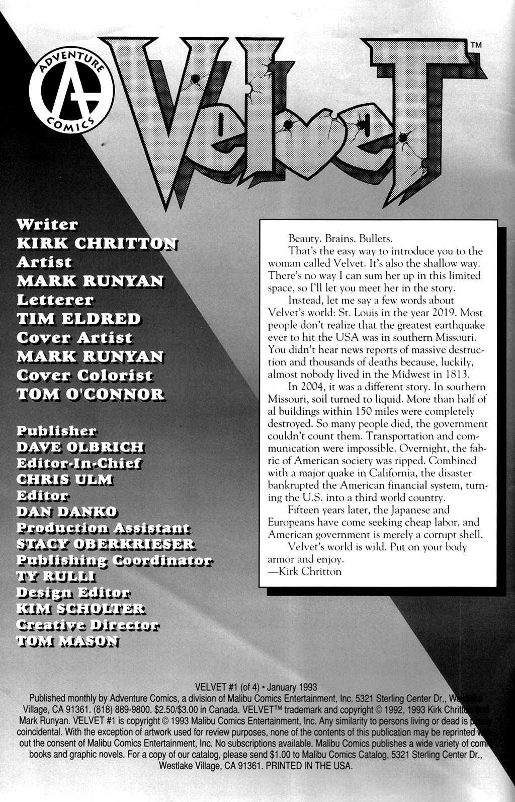 Read online Velvet (1993) comic -  Issue #1 - 2