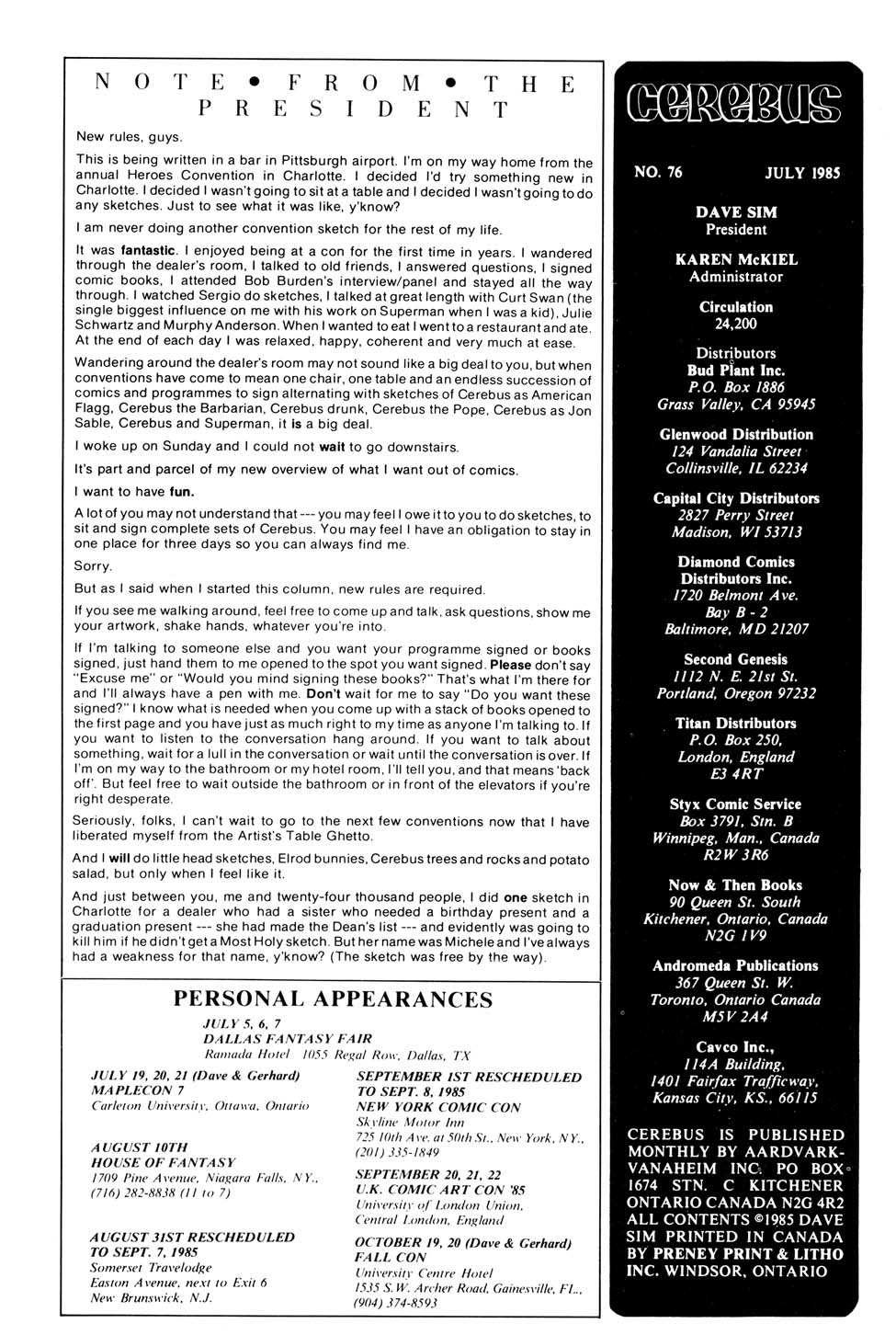 Read online Cerebus comic -  Issue #76 - 2