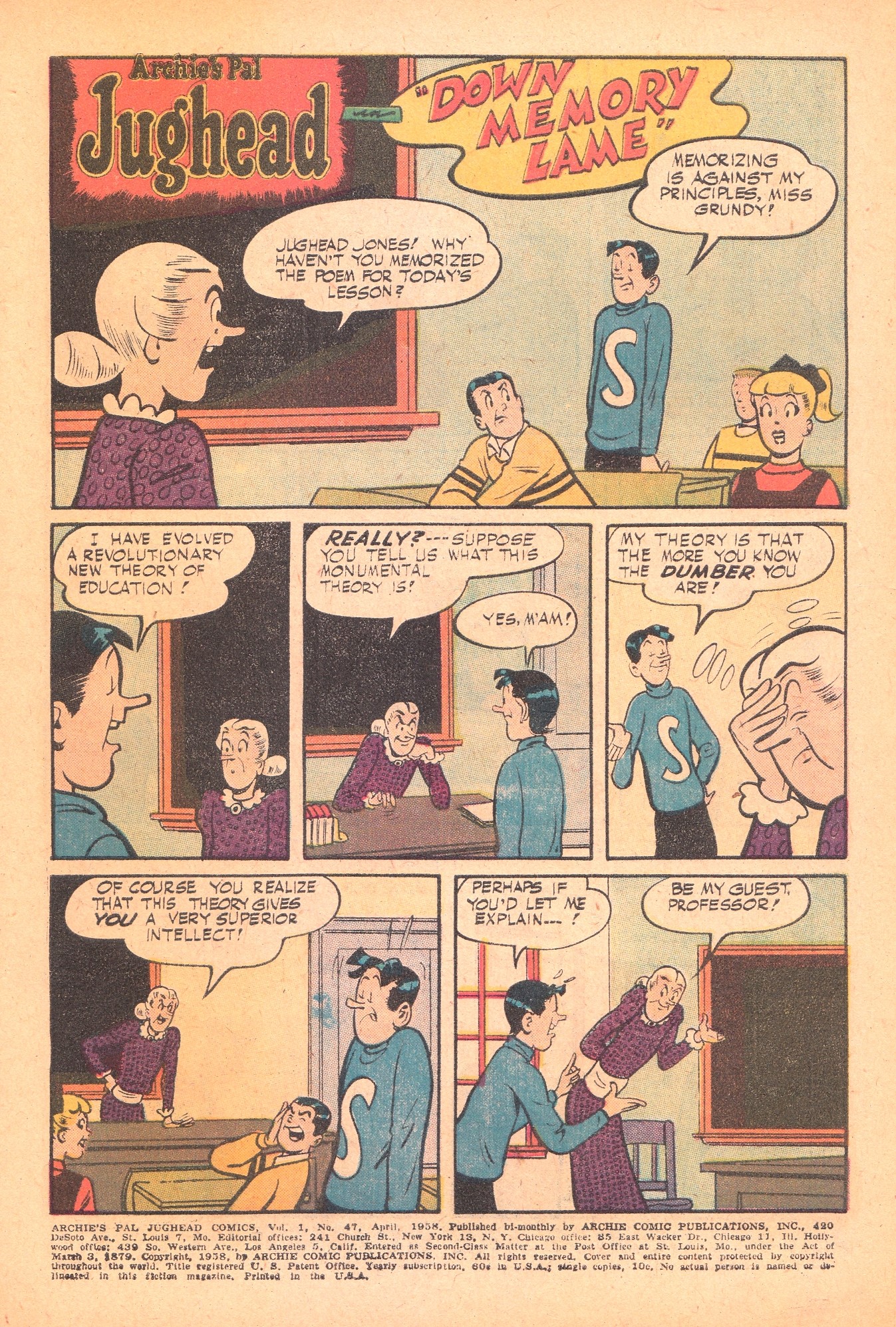 Read online Archie's Pal Jughead comic -  Issue #47 - 3