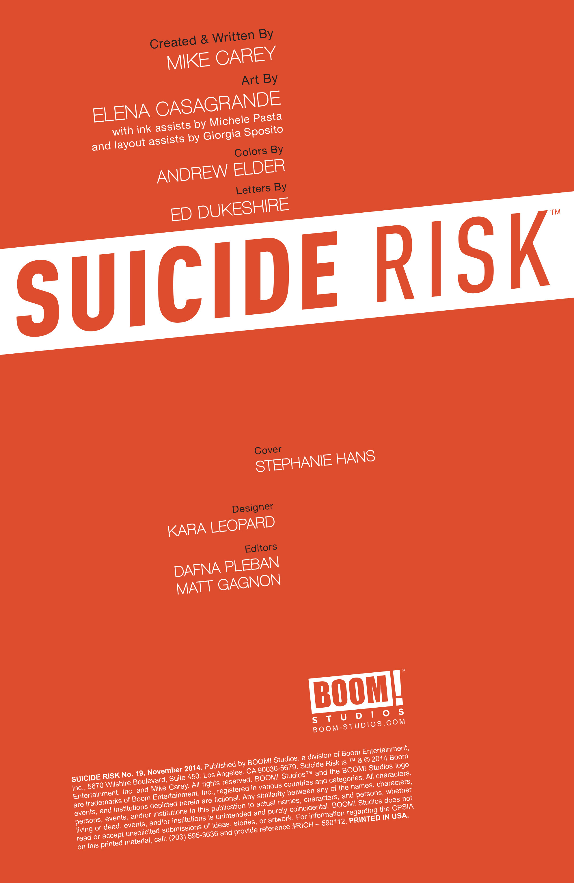 Read online Suicide Risk comic -  Issue #19 - 2