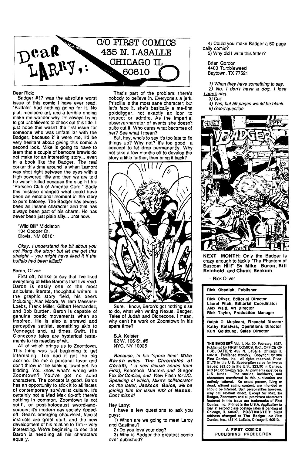 Read online The Badger comic -  Issue #20 - 2