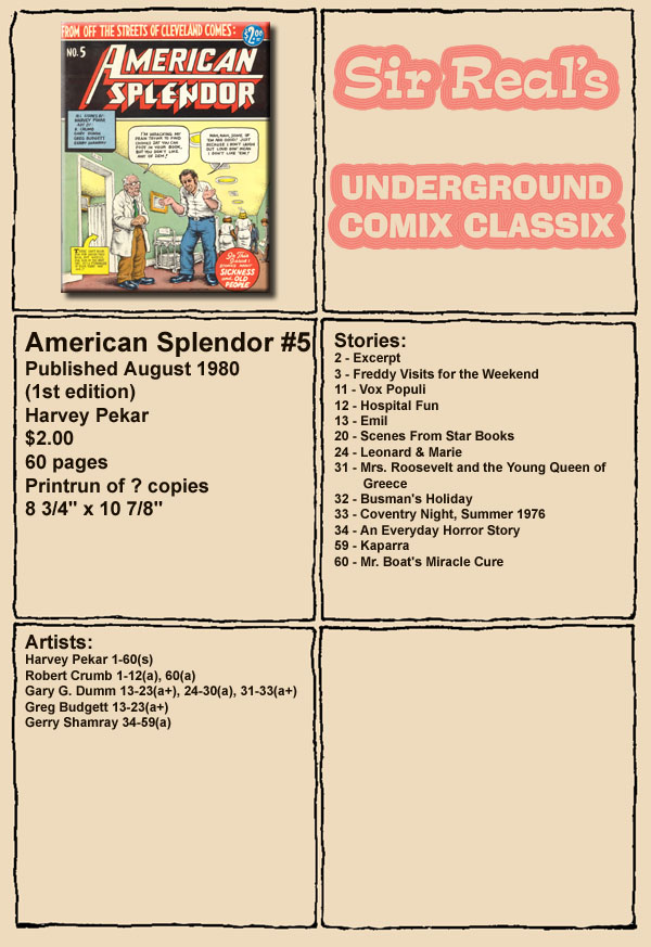 Read online American Splendor (1976) comic -  Issue #5 - 1