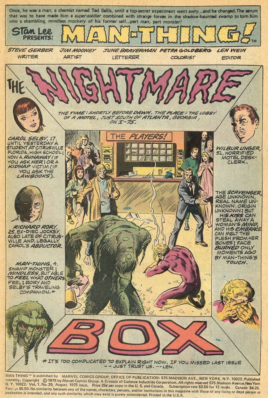 Read online Man-Thing (1974) comic -  Issue #20 - 2