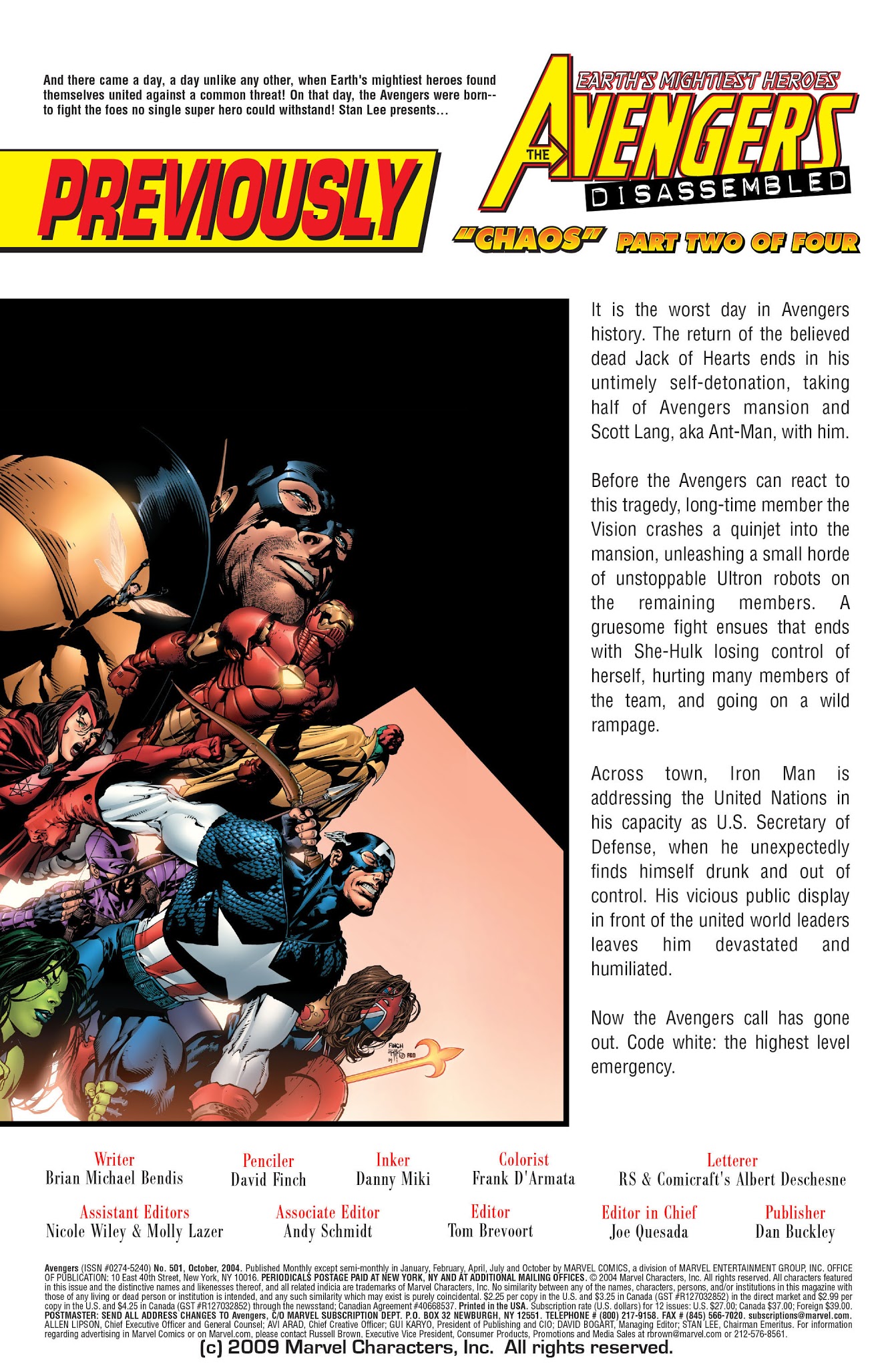 Read online Avengers Disassembled comic -  Issue #2 - 2