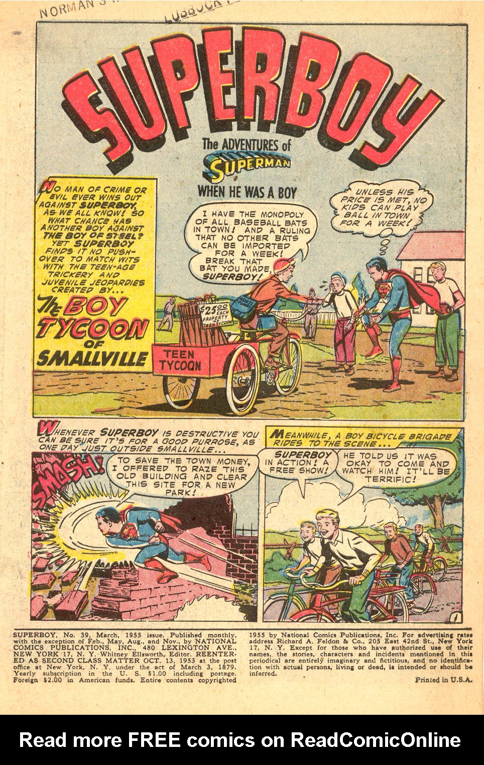 Read online Superboy (1949) comic -  Issue #39 - 2