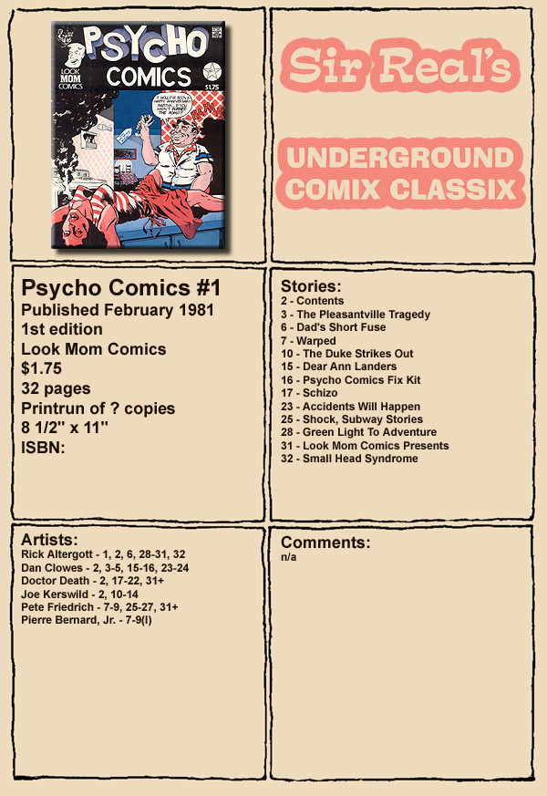 Read online Psycho Comics comic -  Issue #1 - 1