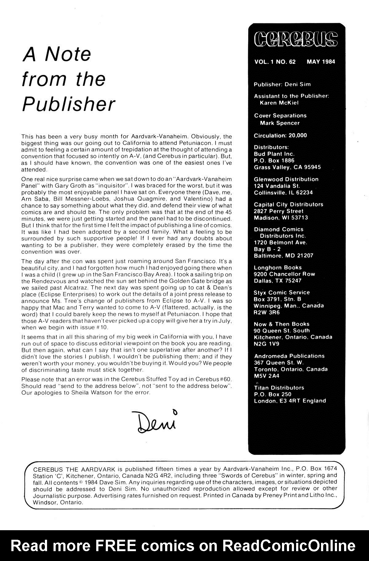 Read online Cerebus comic -  Issue #62 - 2