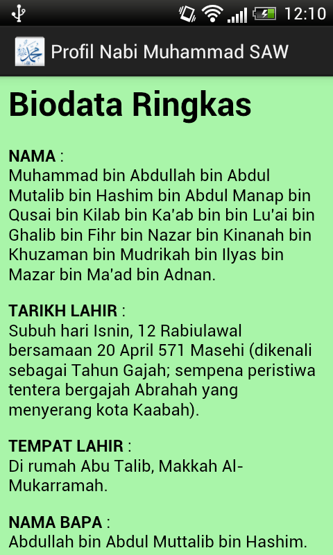 Nur Alis Arina BIODATA NABI MUHAMMAD SAW 