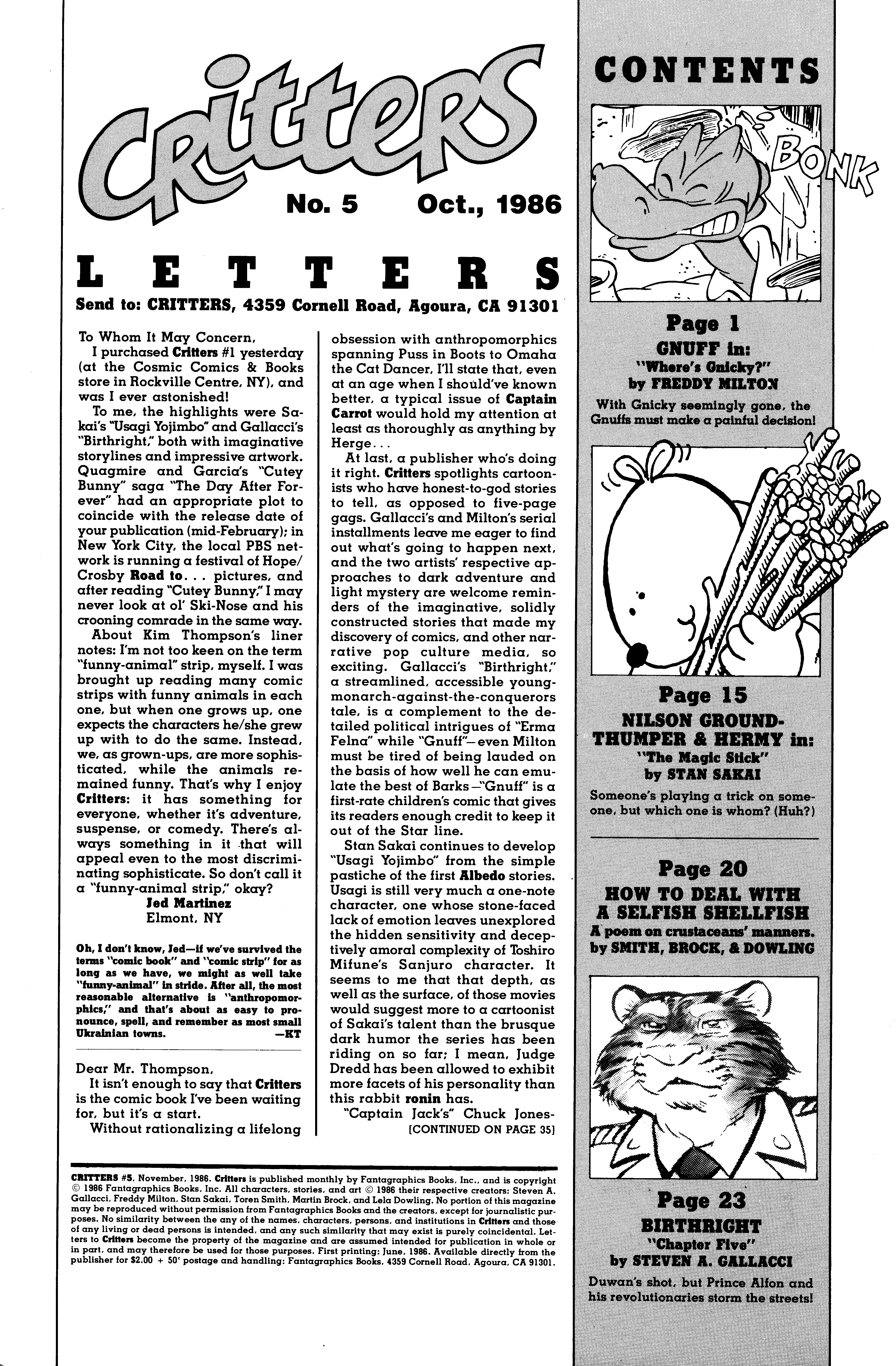 Read online Critters comic -  Issue #5 - 3