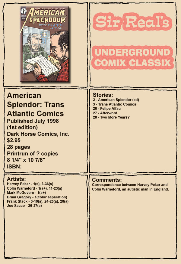 Read online American Splendor: TransAtlantic Comics comic -  Issue # Full - 1